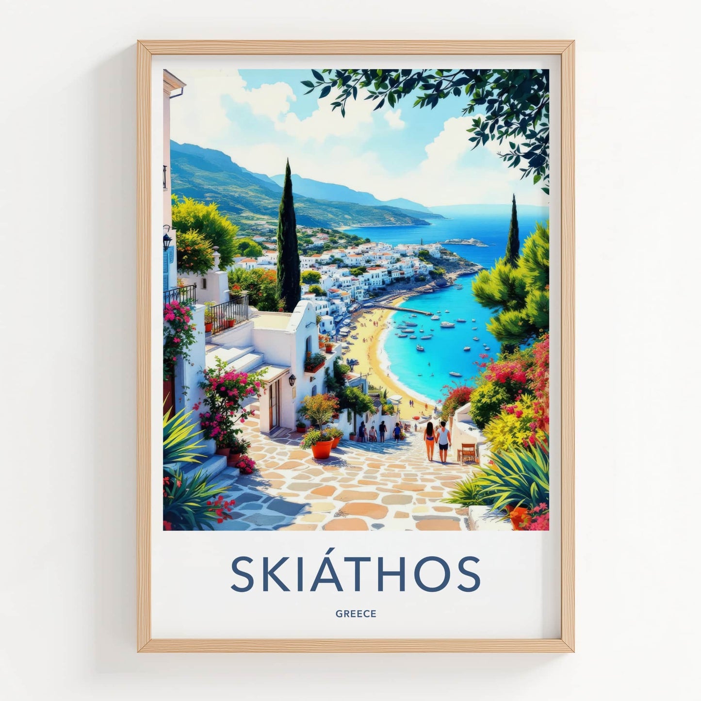 Skiathos Poster - Greece Travel Art - Island Mediterranean Beach Wall Decor