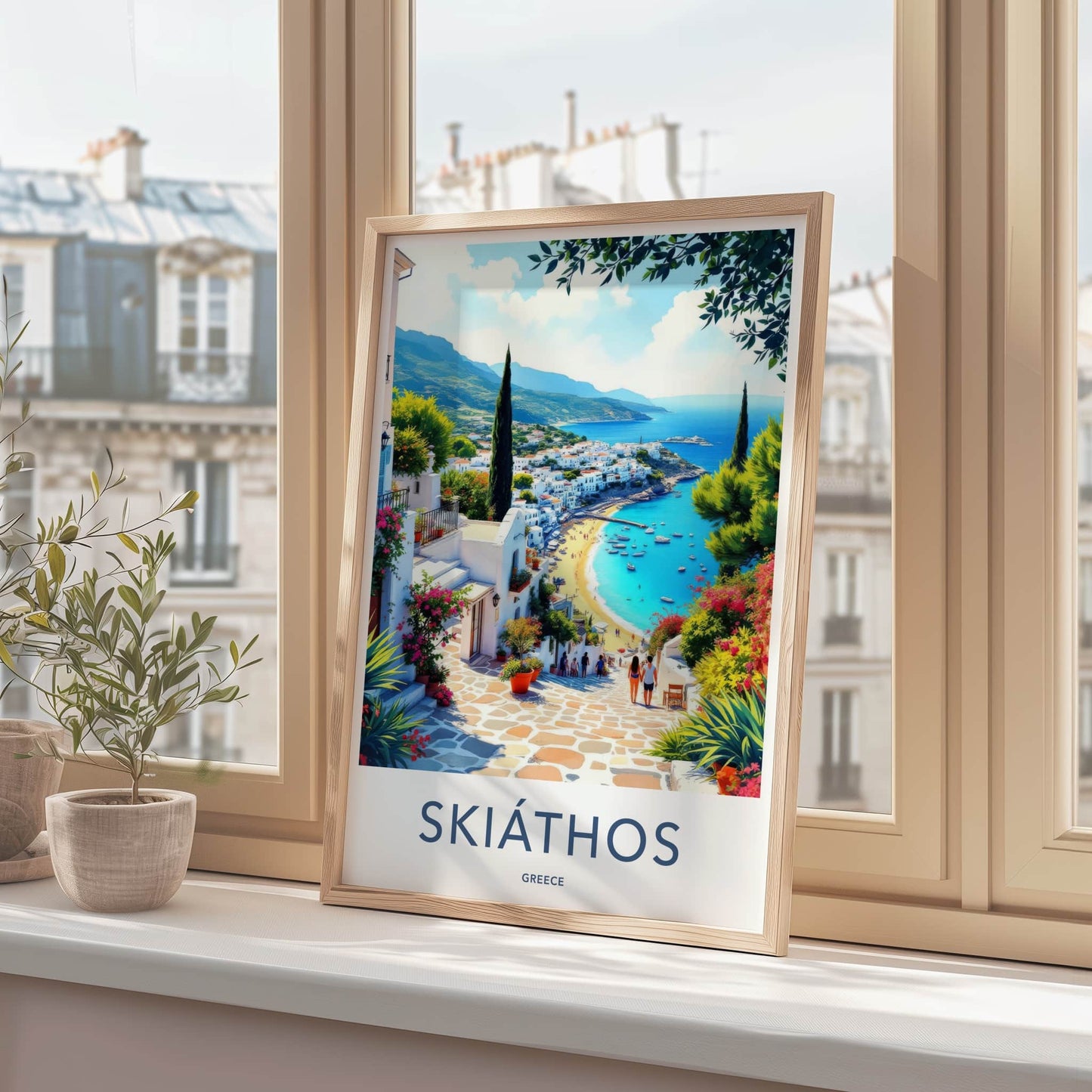 Skiathos Poster - Greece Travel Art - Island Mediterranean Beach Wall Decor