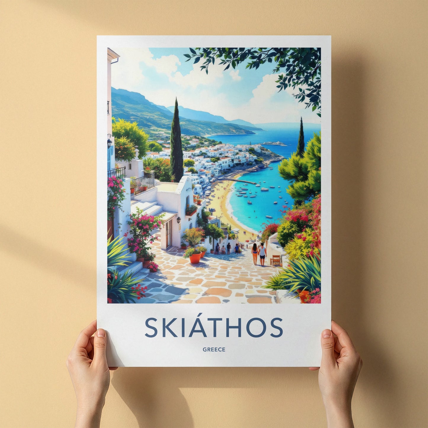 Skiathos Poster - Greece Travel Art - Island Mediterranean Beach Wall Decor