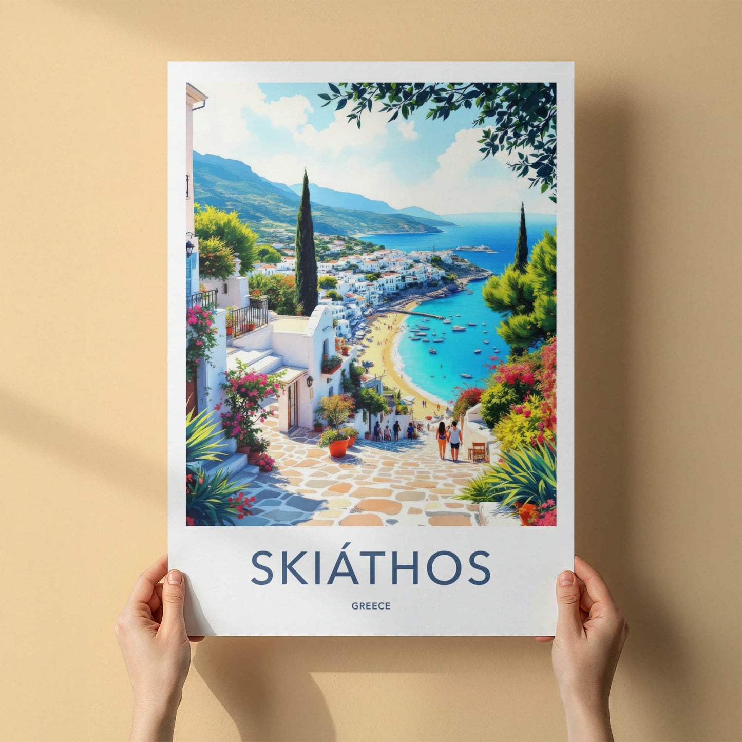 Skiathos Poster - Greece Travel Art - Island Mediterranean Beach Wall Decor