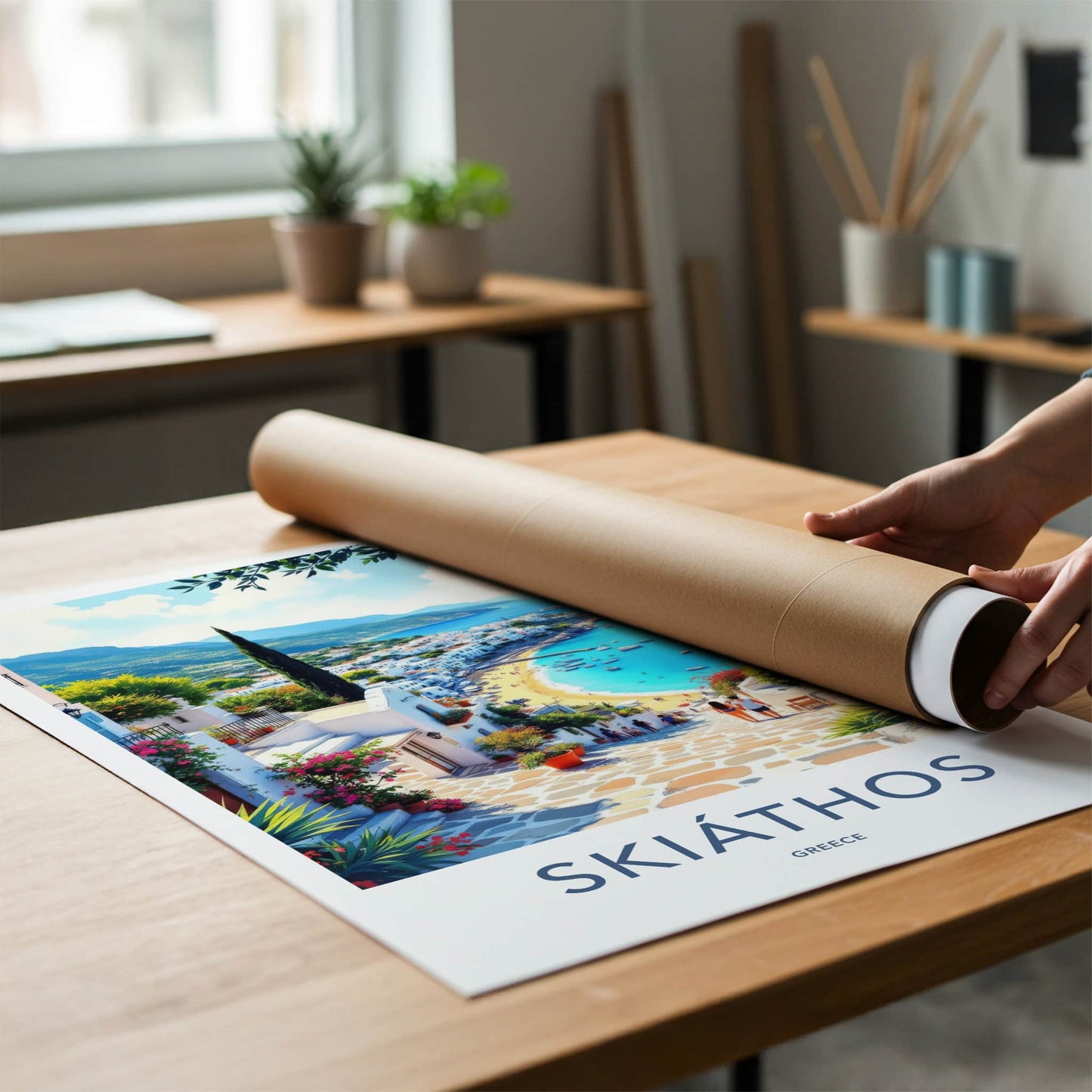Skiathos Poster - Greece Travel Art - Island Mediterranean Beach Wall Decor