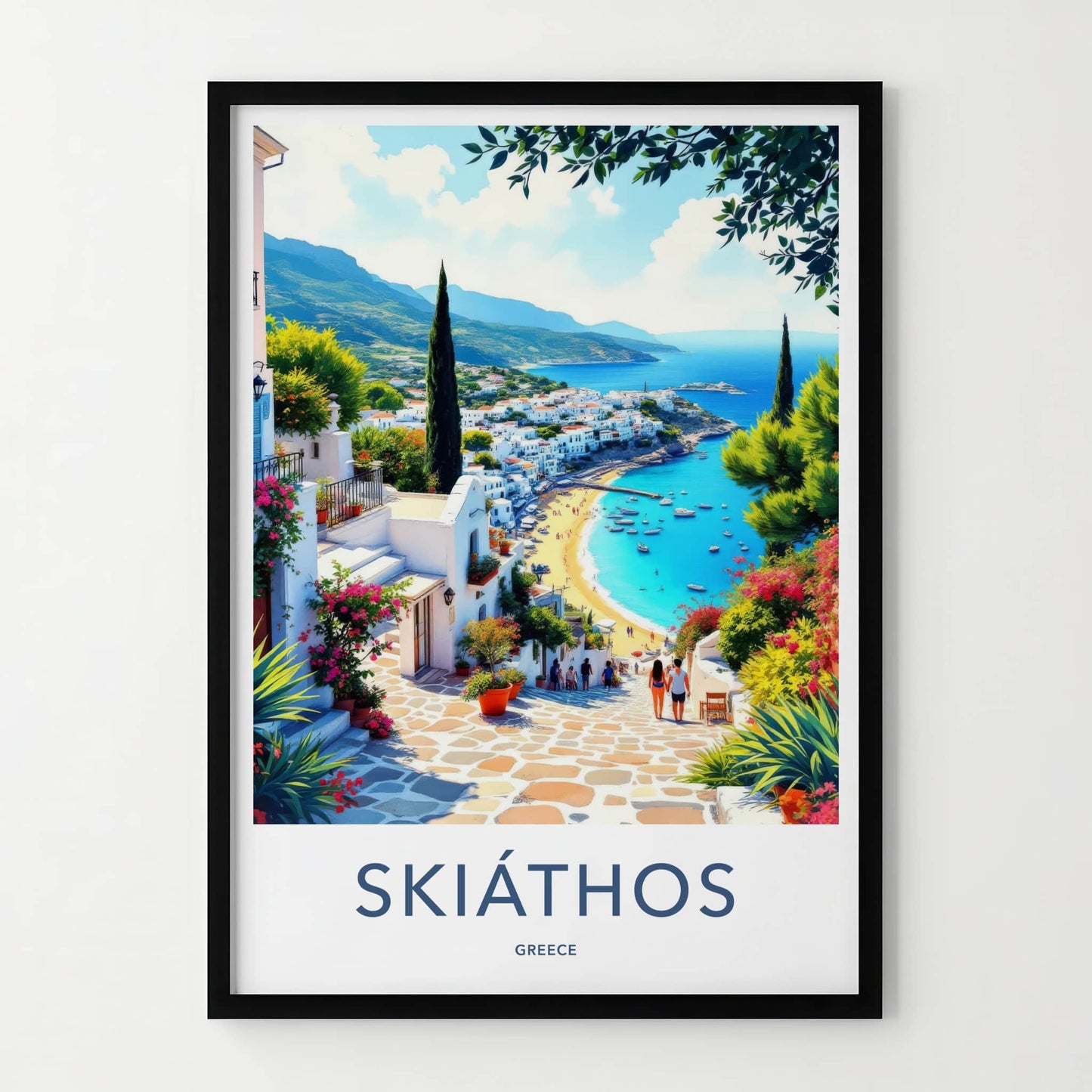 Skiathos Poster - Greece Travel Art - Island Mediterranean Beach Wall Decor