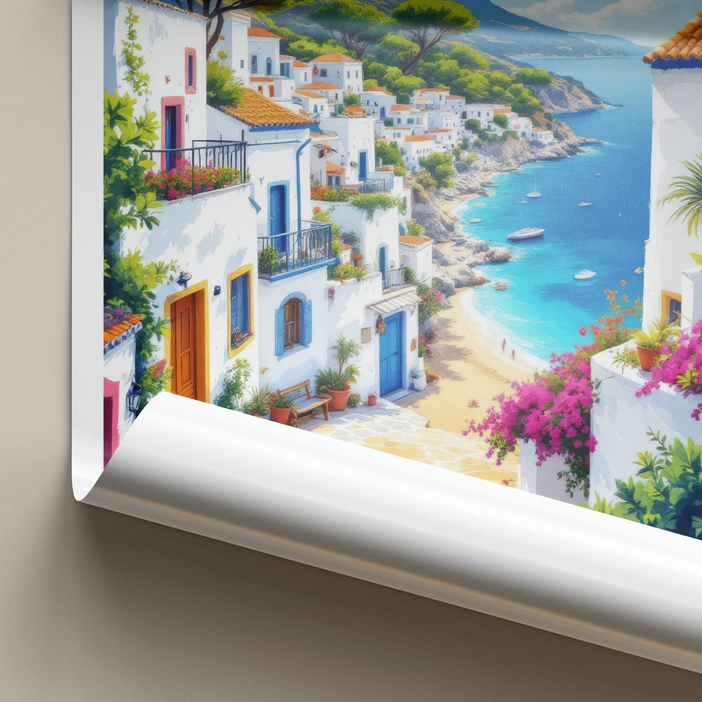 Skiathos Poster - Greece Travel Art - Mediterranean Seaside Town Home Decor