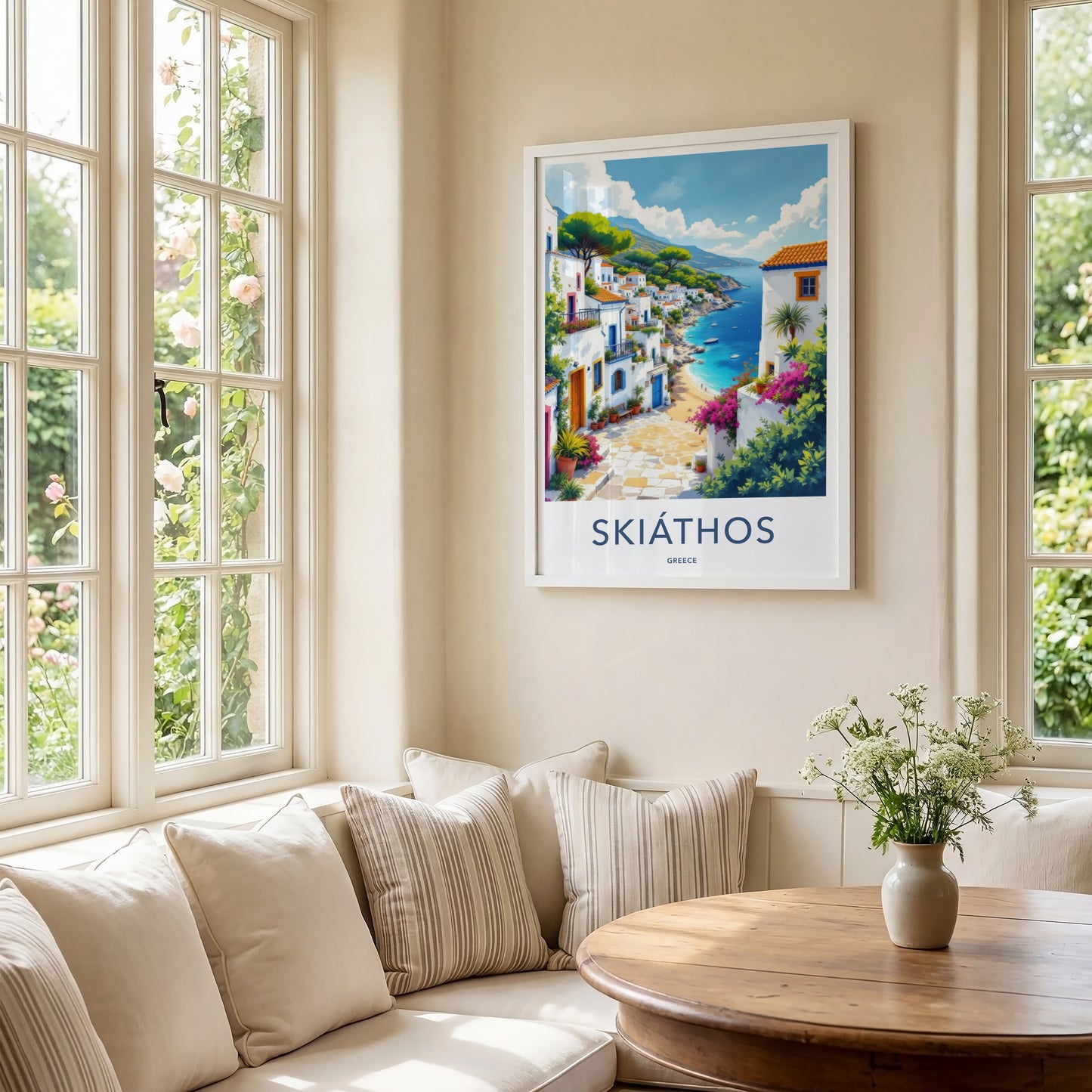 Skiathos Poster - Greece Travel Art - Mediterranean Seaside Town Home Decor