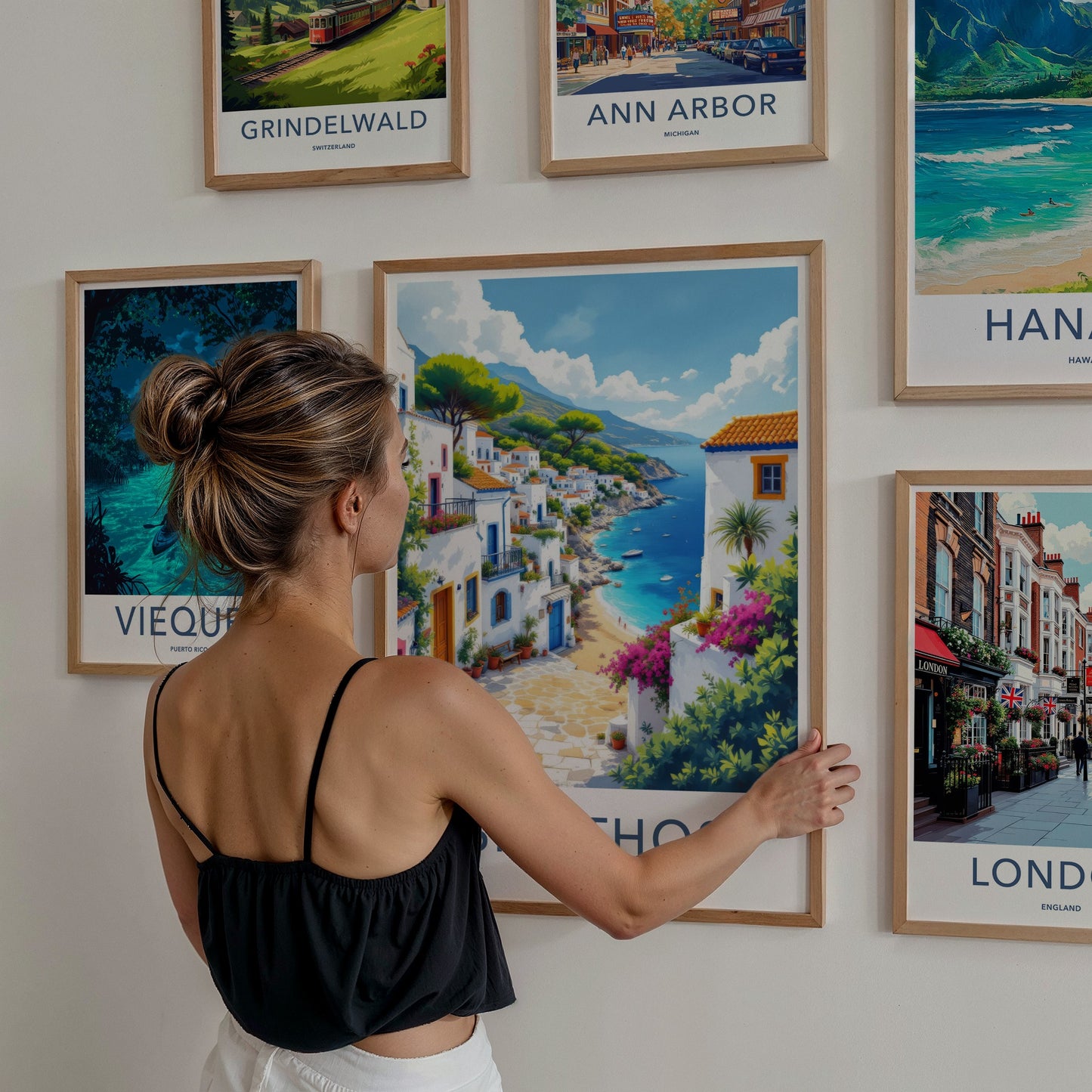 Skiathos Poster - Greece Travel Art - Mediterranean Seaside Town Home Decor