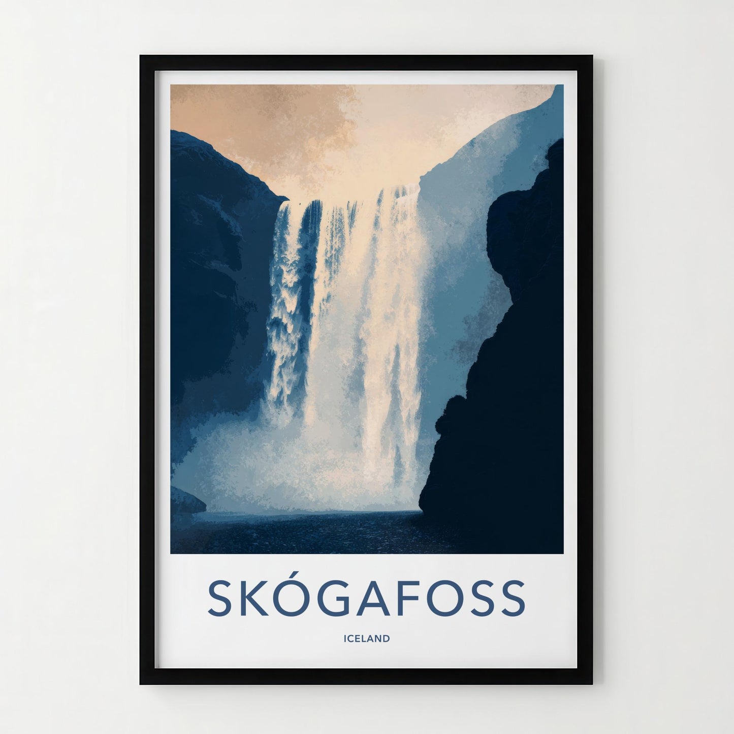 Skogafoss Poster - Iceland Travel Art - Dramatic Cliff Waterfall Home Decor