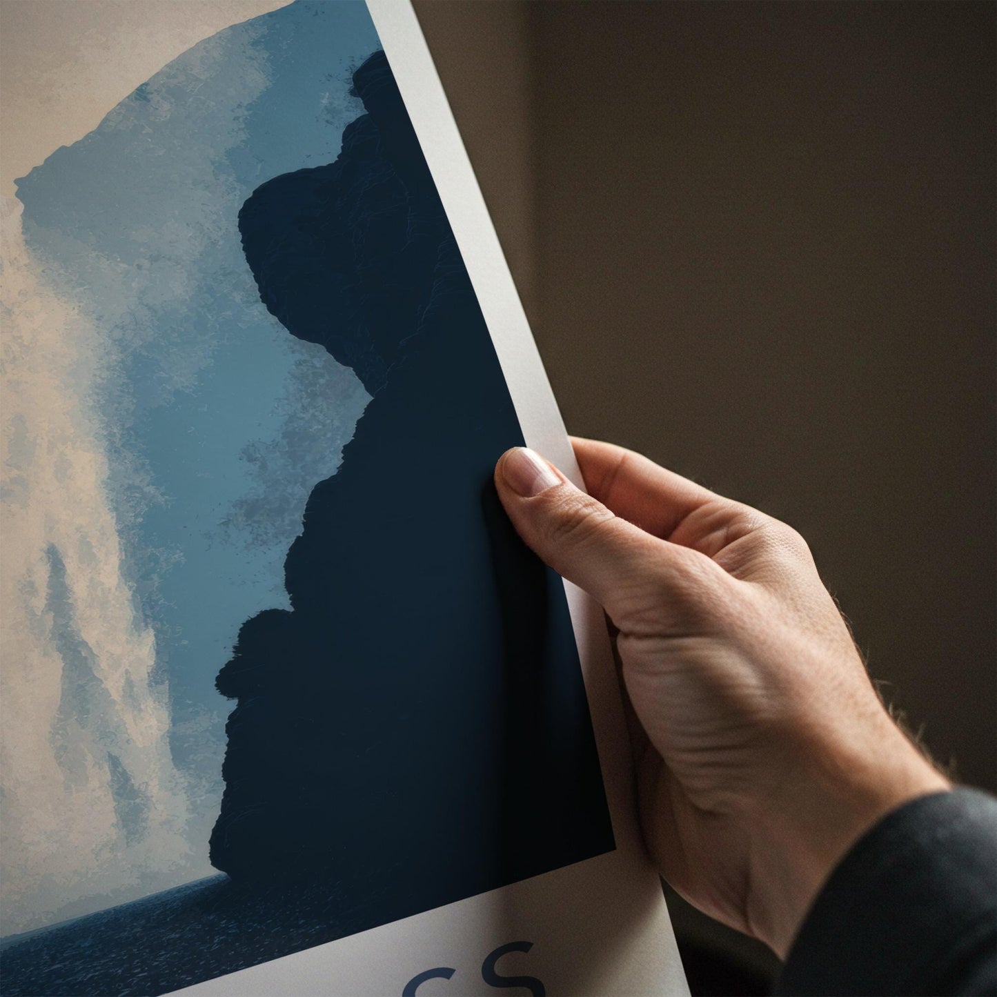 Skogafoss Poster - Iceland Travel Art - Dramatic Cliff Waterfall Home Decor