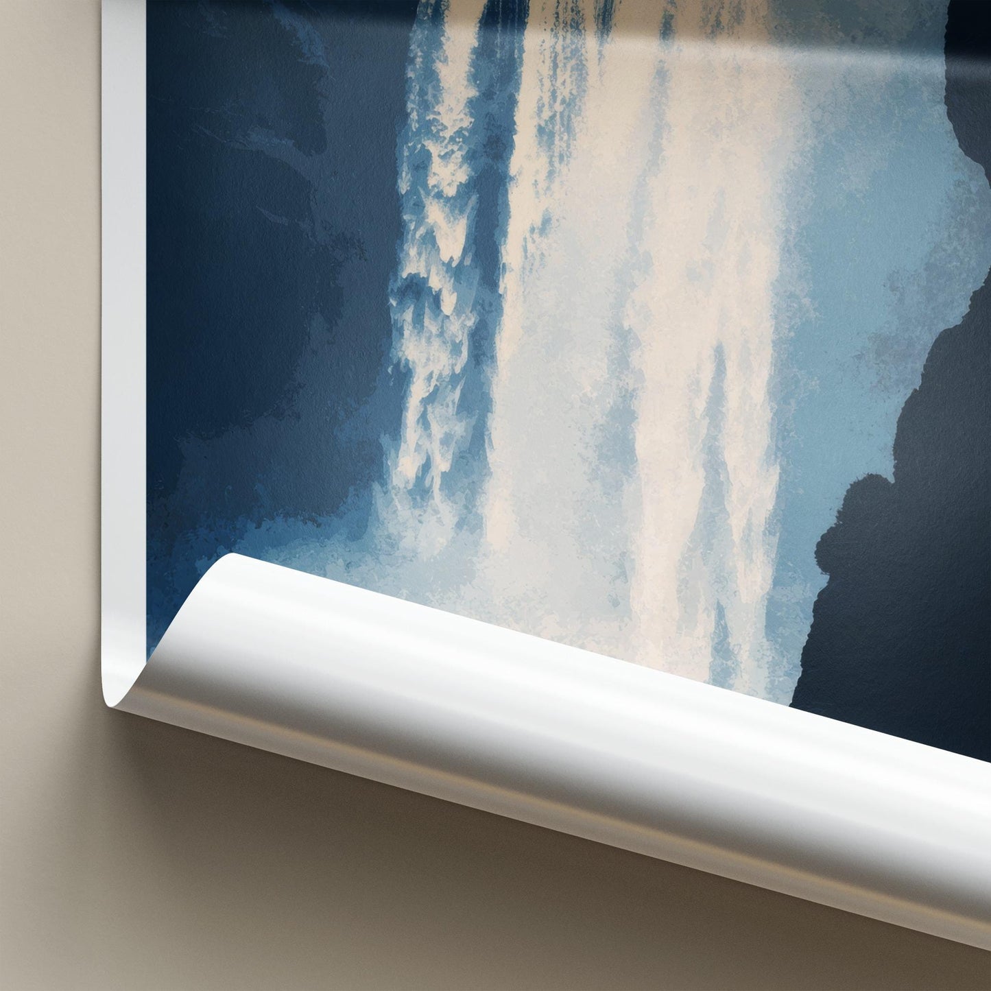 Skogafoss Poster - Iceland Travel Art - Dramatic Cliff Waterfall Home Decor