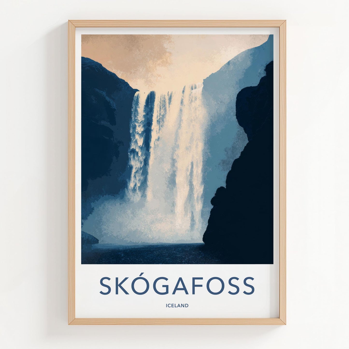 Skogafoss Poster - Iceland Travel Art - Dramatic Cliff Waterfall Home Decor