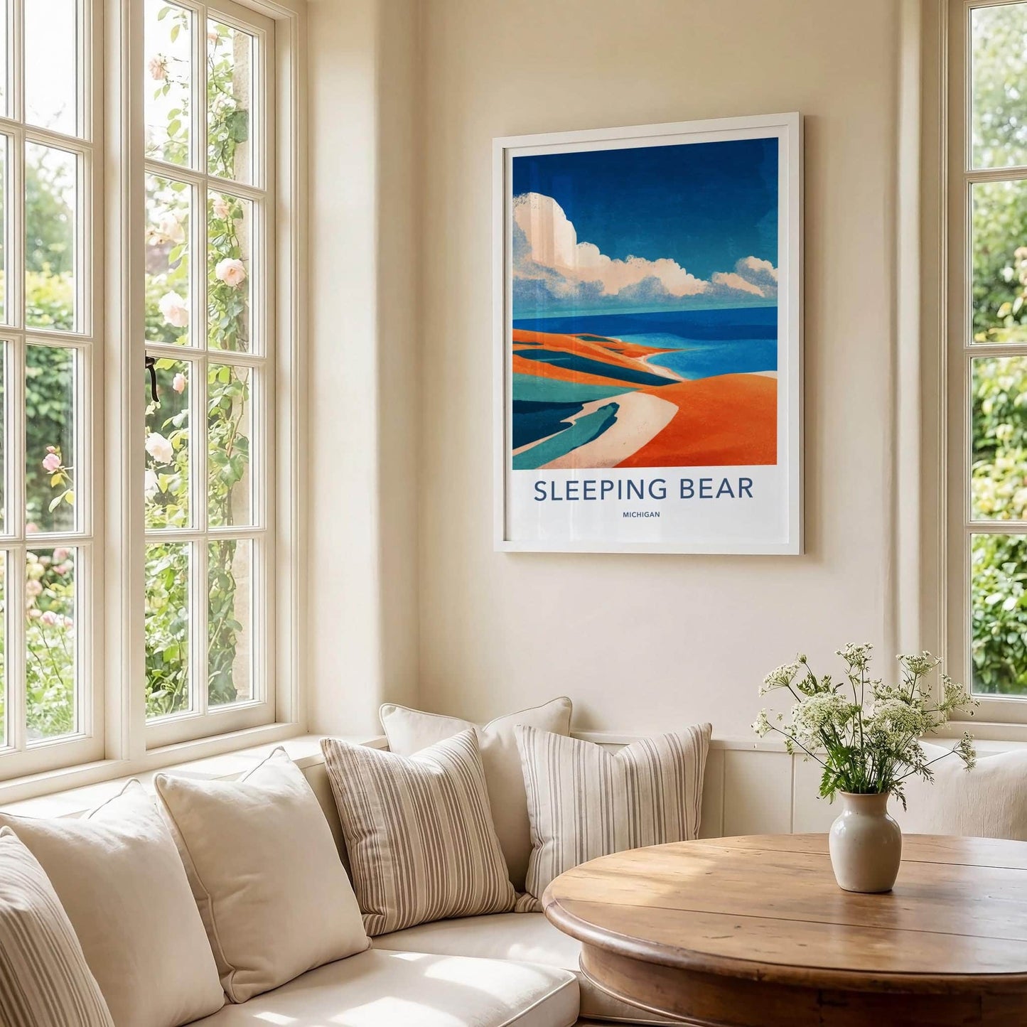 Sleeping Bear Poster - Michigan Travel Art - Abstract Dune Landscape Home Decor