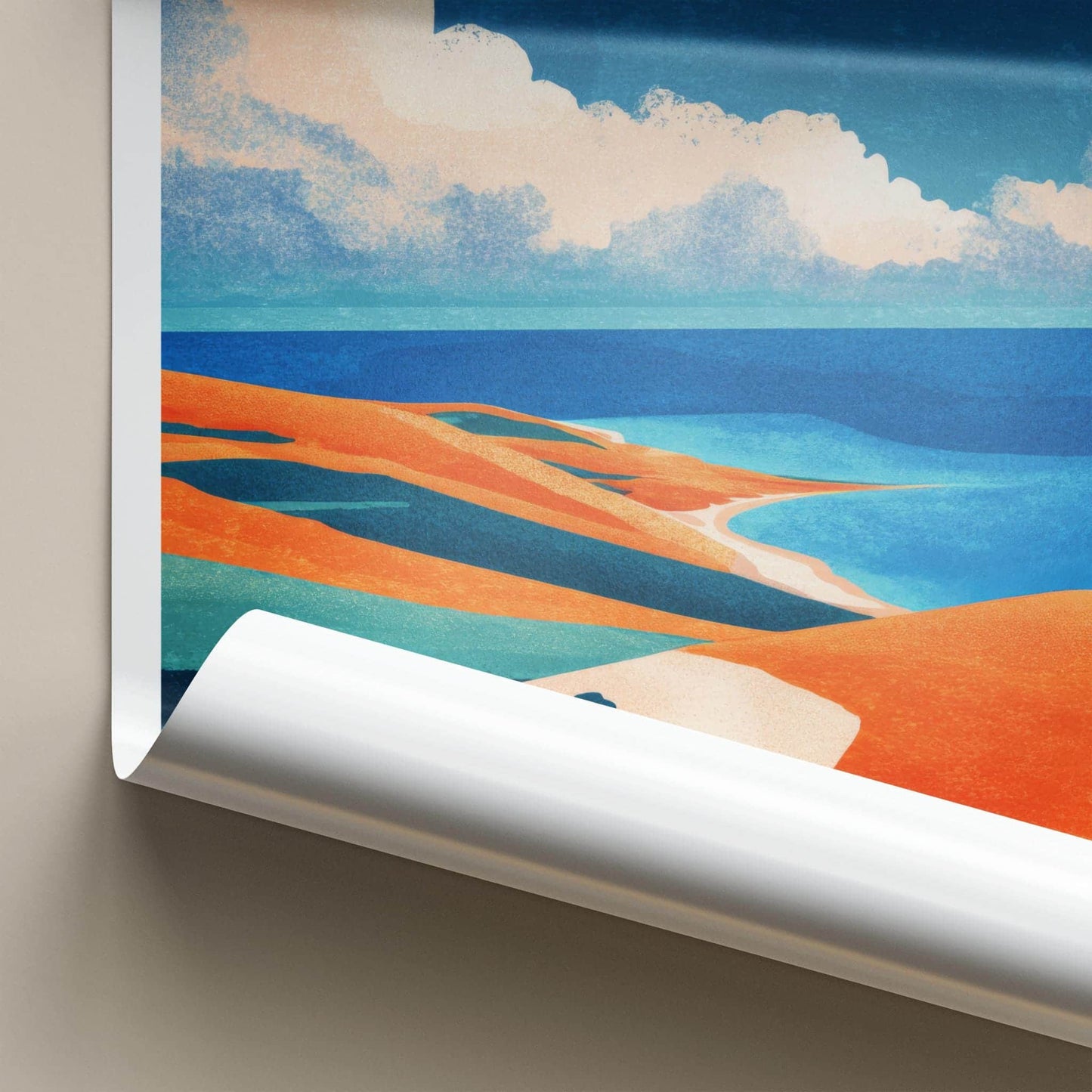 Sleeping Bear Poster - Michigan Travel Art - Abstract Dune Landscape Home Decor