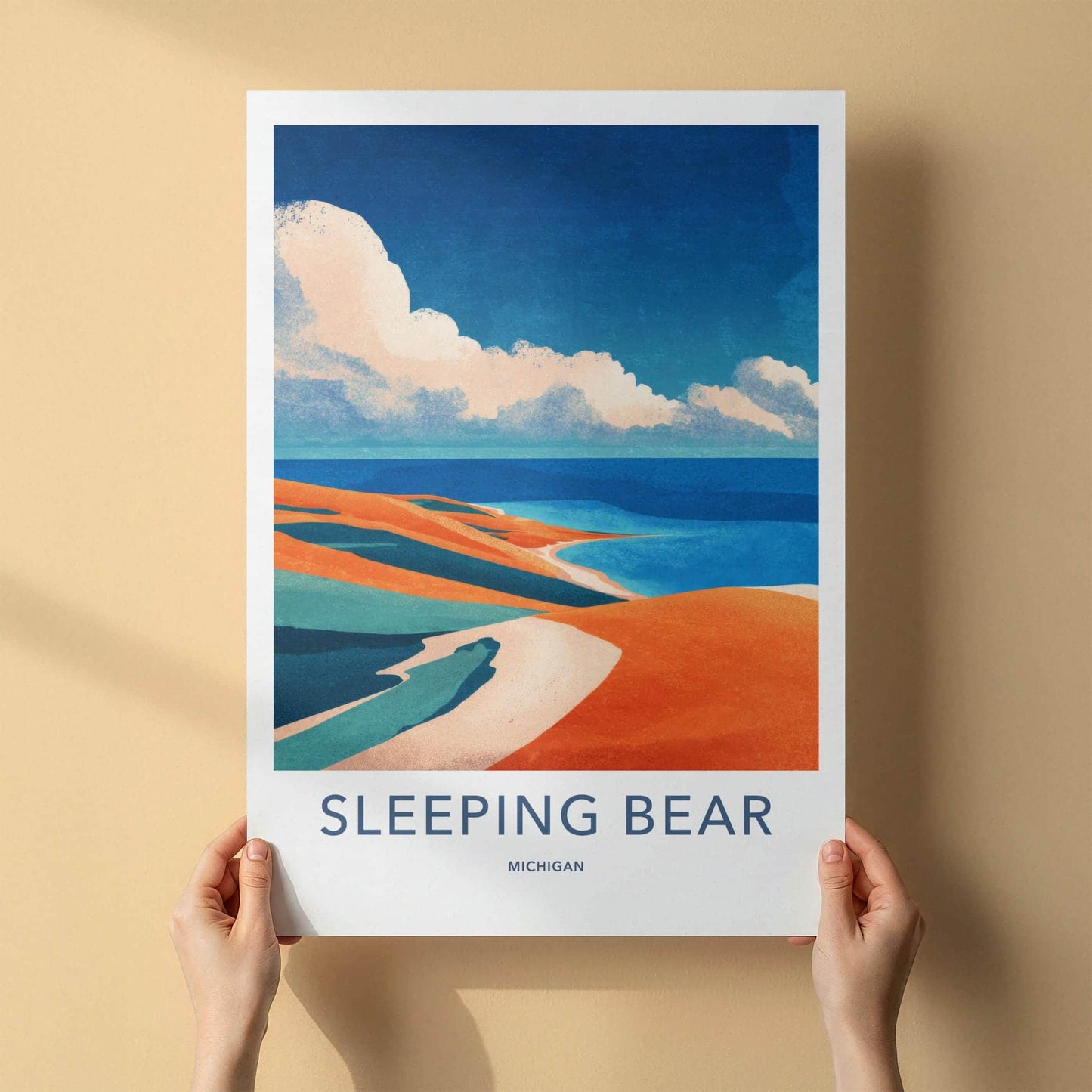 Sleeping Bear Poster - Michigan Travel Art - Abstract Dune Landscape Home Decor