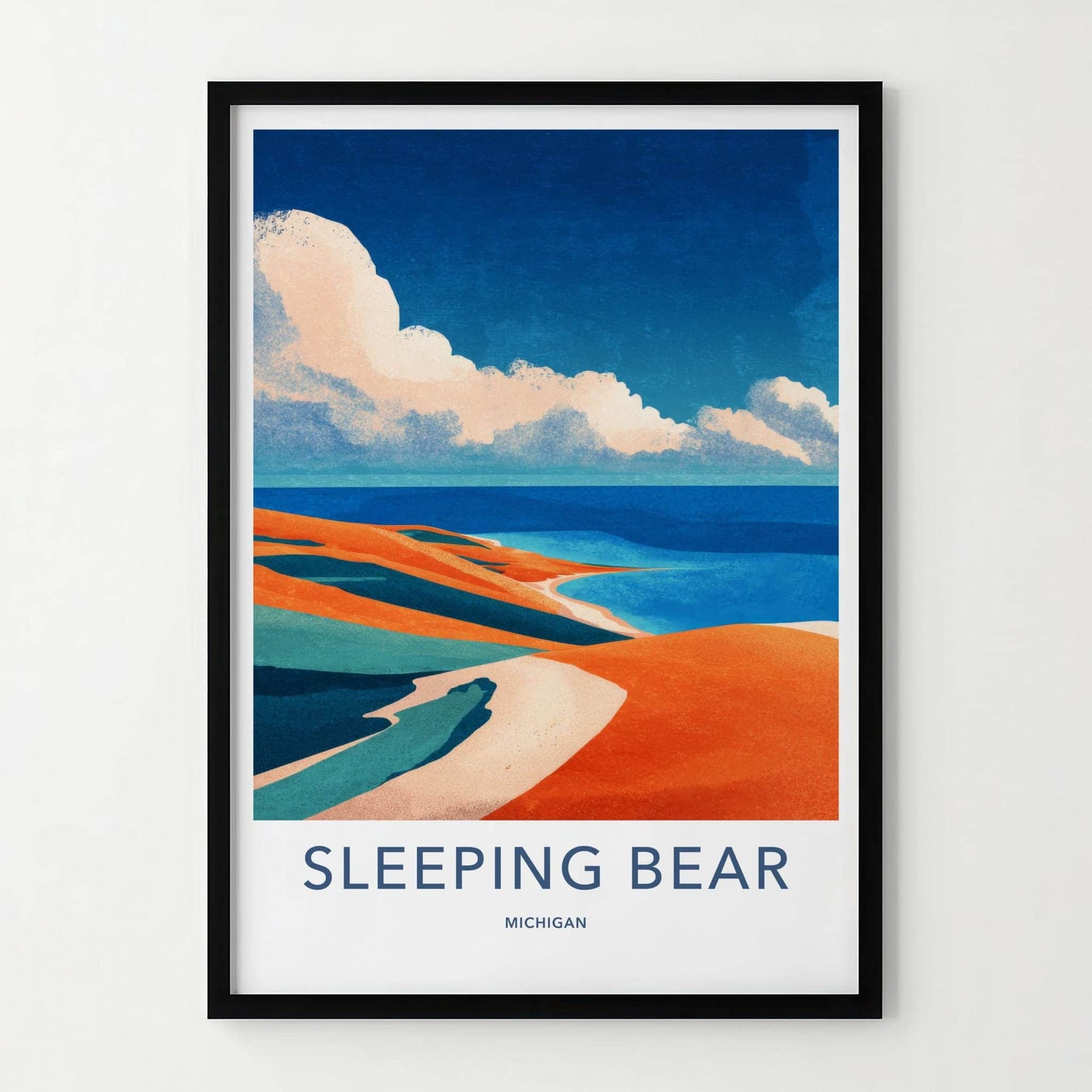 Sleeping Bear Poster - Michigan Travel Art - Abstract Dune Landscape Home Decor