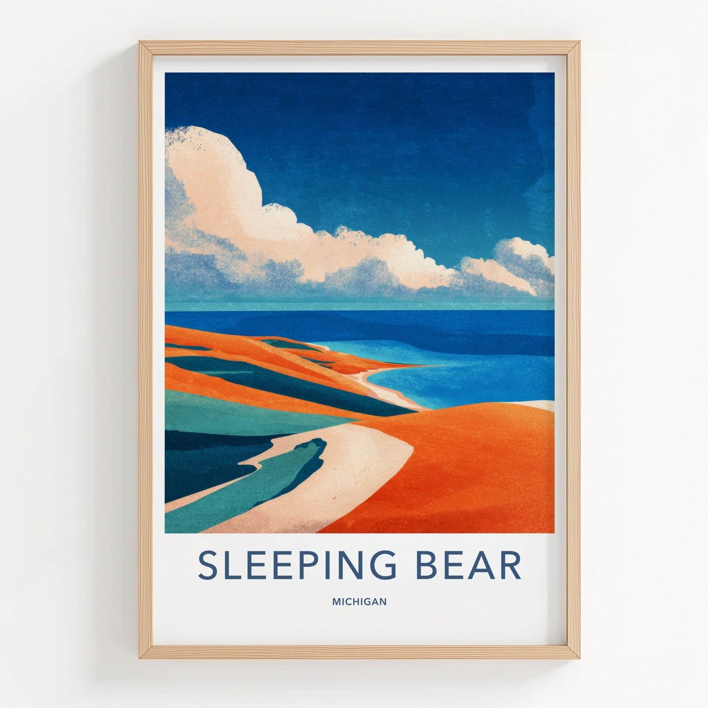 Sleeping Bear Poster - Michigan Travel Art - Abstract Dune Landscape Home Decor