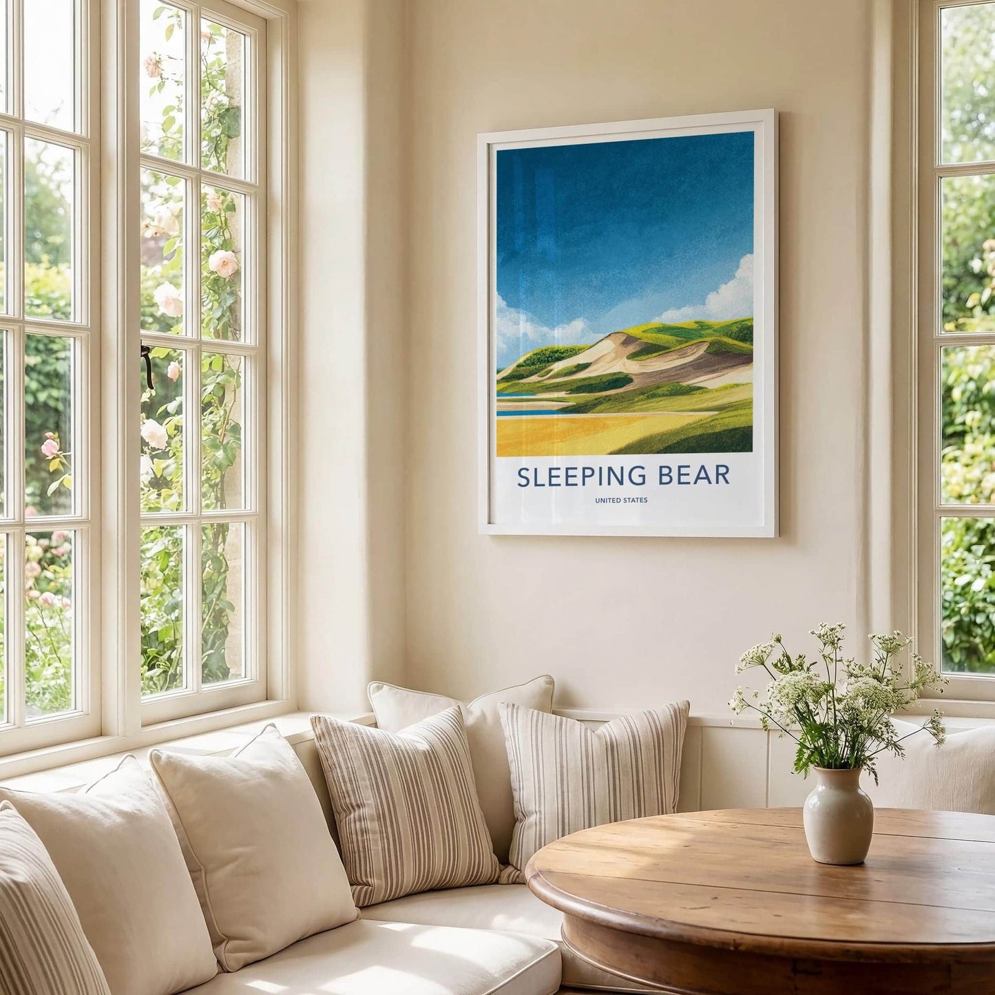 Sleeping Bear Poster - Michigan Travel Art - Lakeshore Sand Dunes Home Decor