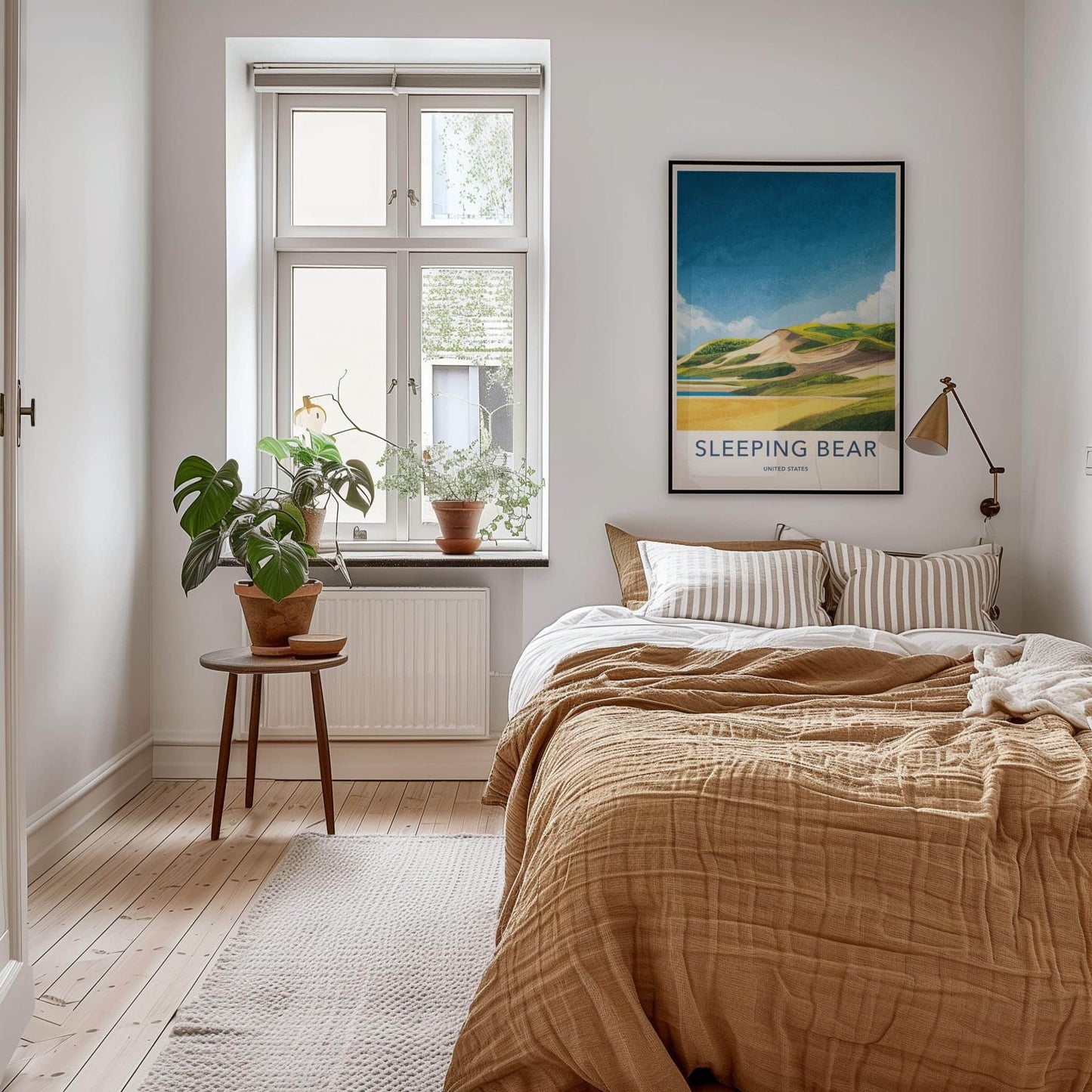 Sleeping Bear Poster - Michigan Travel Art - Lakeshore Sand Dunes Home Decor