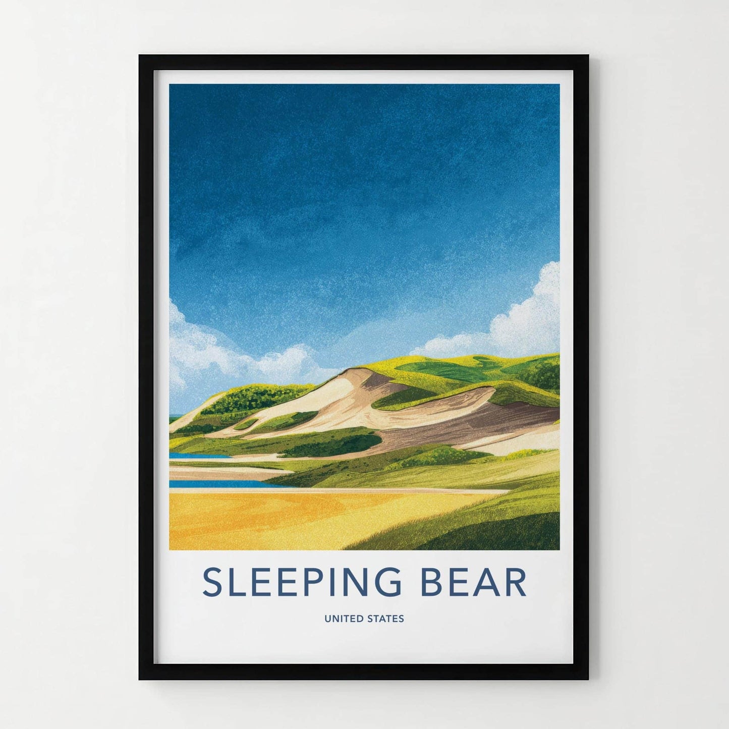 Sleeping Bear Poster - Michigan Travel Art - Lakeshore Sand Dunes Home Decor