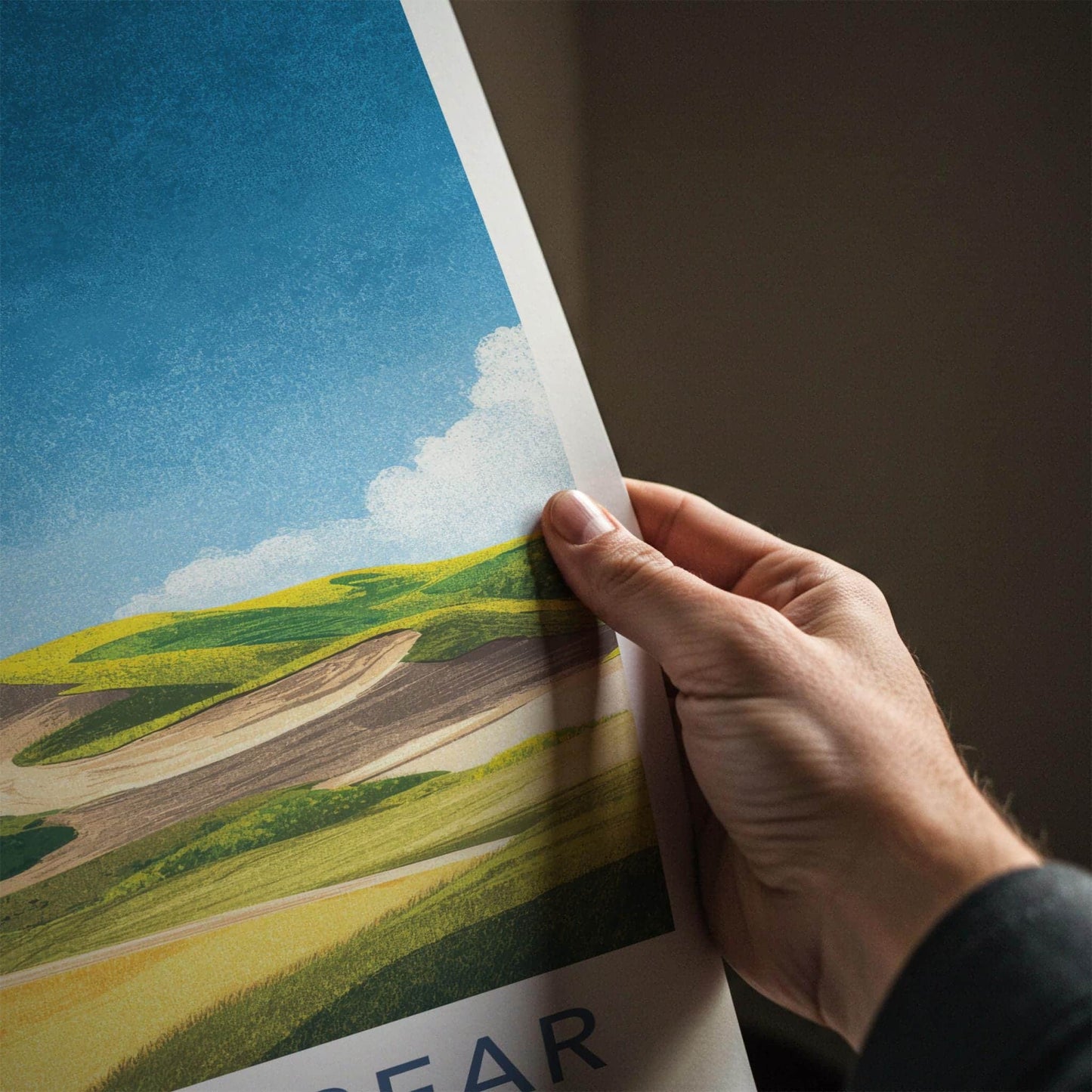 Sleeping Bear Poster - Michigan Travel Art - Lakeshore Sand Dunes Home Decor