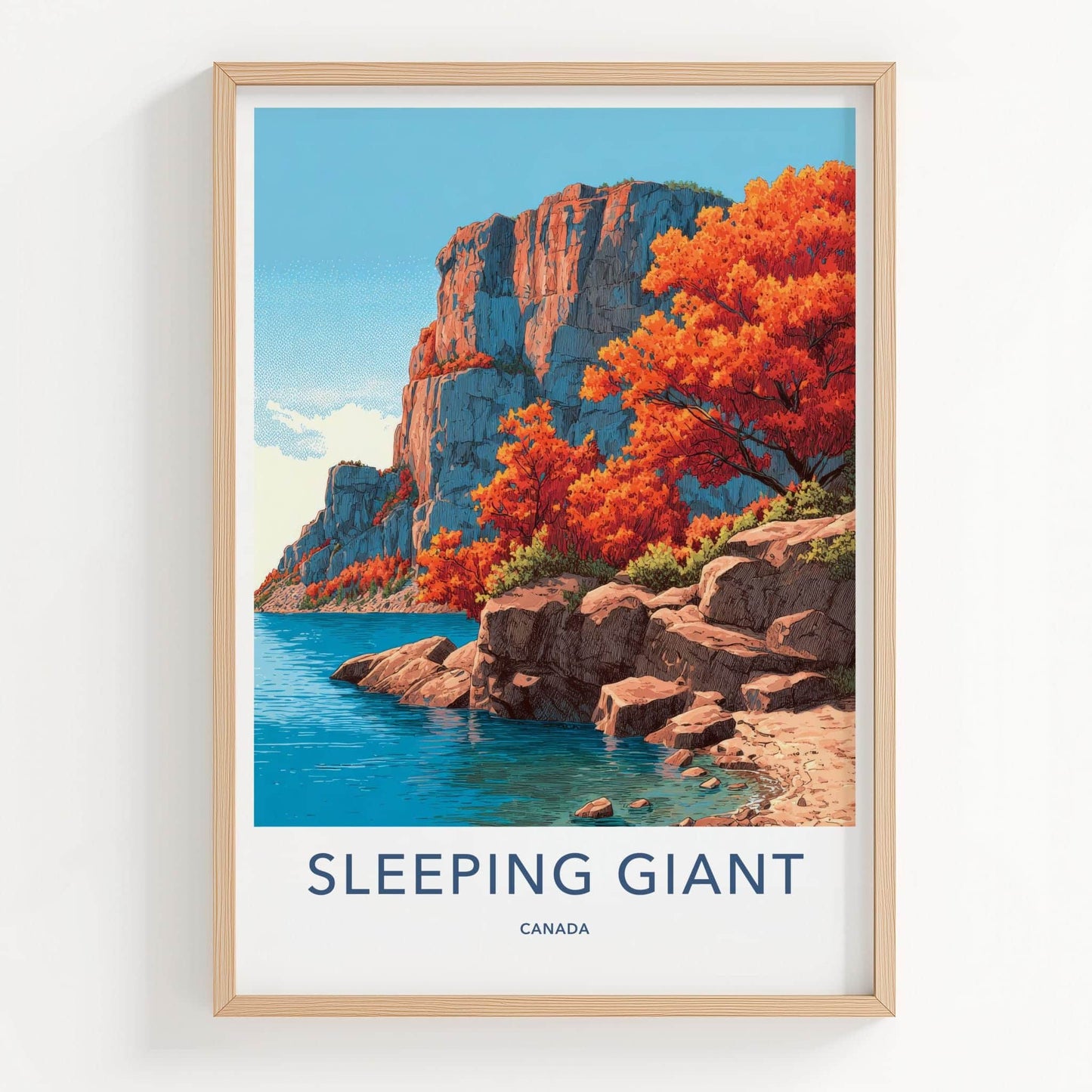 Sleeping Giant Poster - Canada Travel Art - Vivid Autumn Cliffs Home Decor
