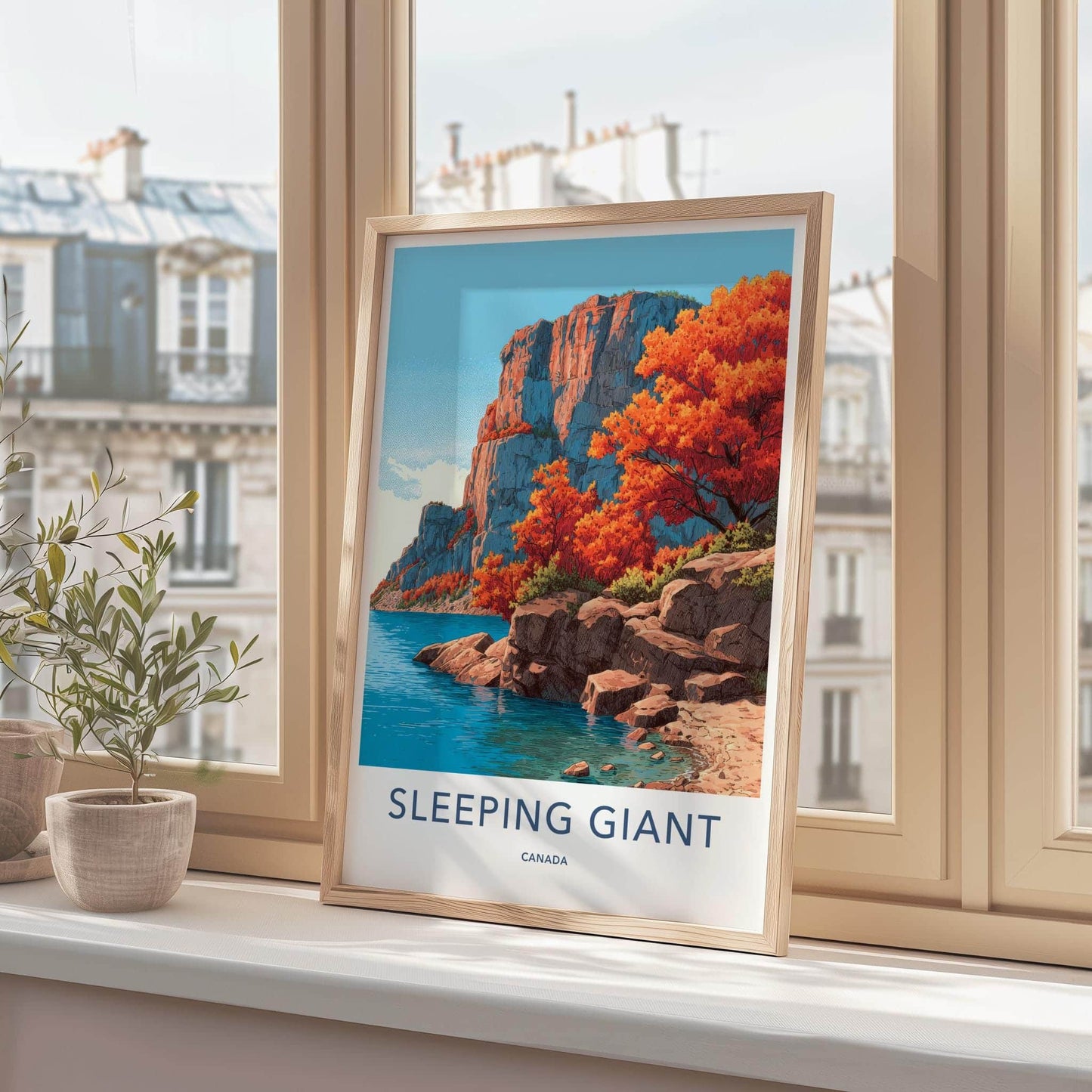 Sleeping Giant Poster - Canada Travel Art - Vivid Autumn Cliffs Home Decor