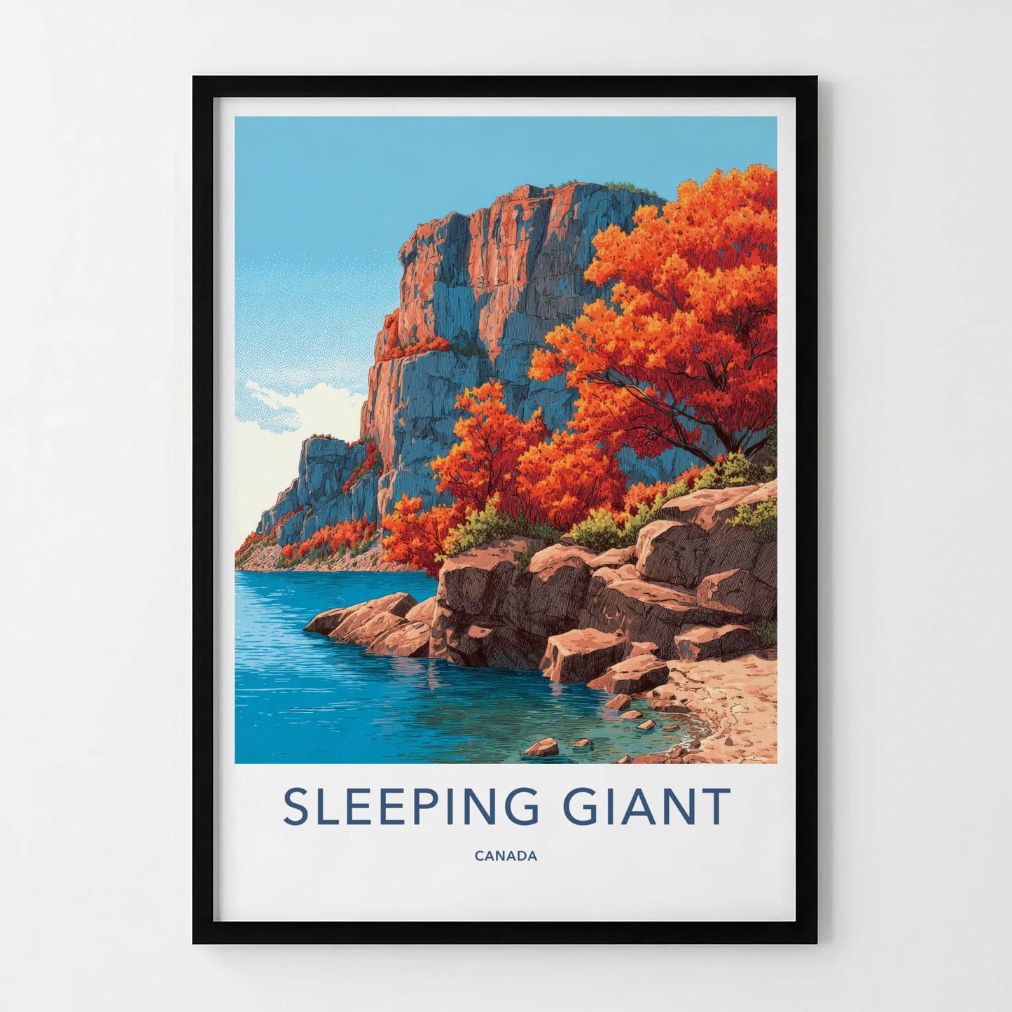 Sleeping Giant Poster - Canada Travel Art - Vivid Autumn Cliffs Home Decor