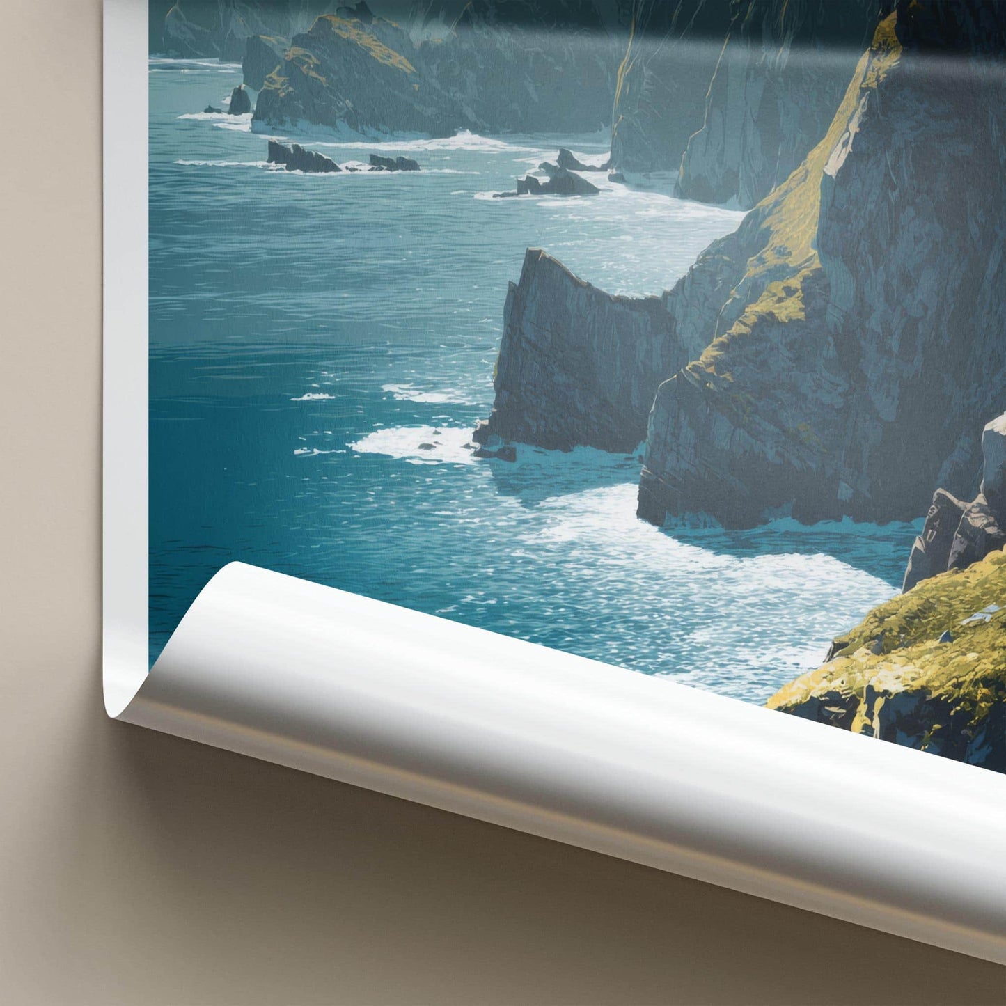 Sliabh Liag Poster - Ireland Travel Art - Majestic Sea Cliffs Wall Decor