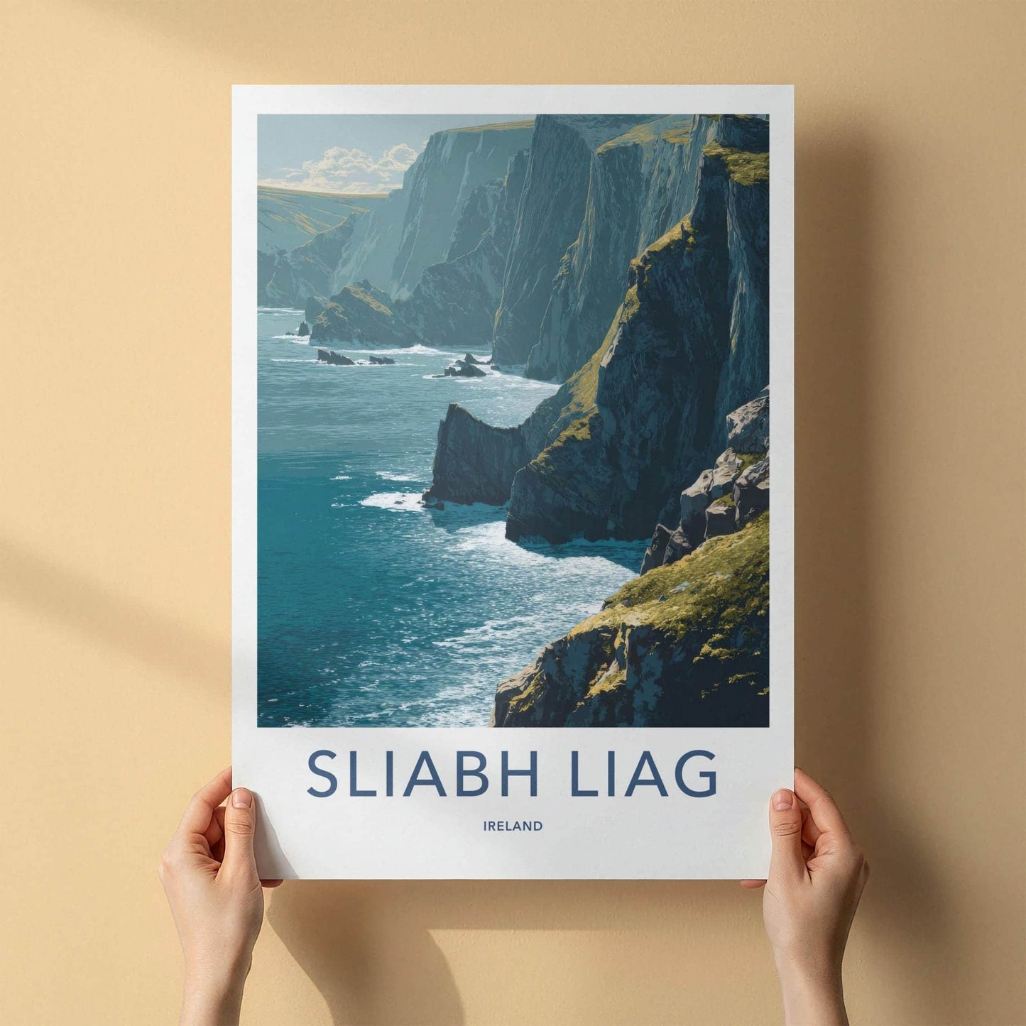 Sliabh Liag Poster - Ireland Travel Art - Majestic Sea Cliffs Wall Decor