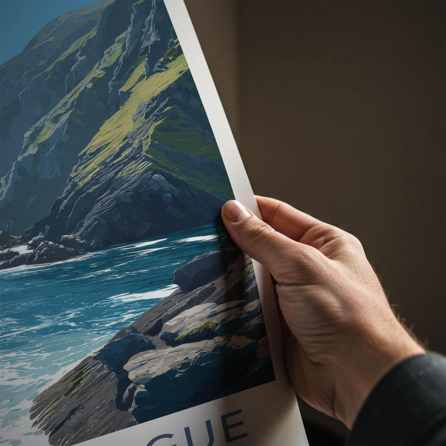 Slieve League Poster - Ireland Travel Art - Rugged Ocean Cliffs Home Decor
