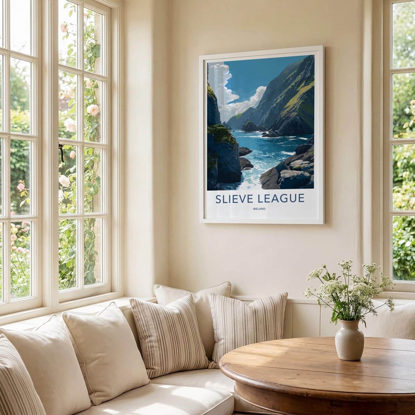 Slieve League Poster - Ireland Travel Art - Rugged Ocean Cliffs Home Decor
