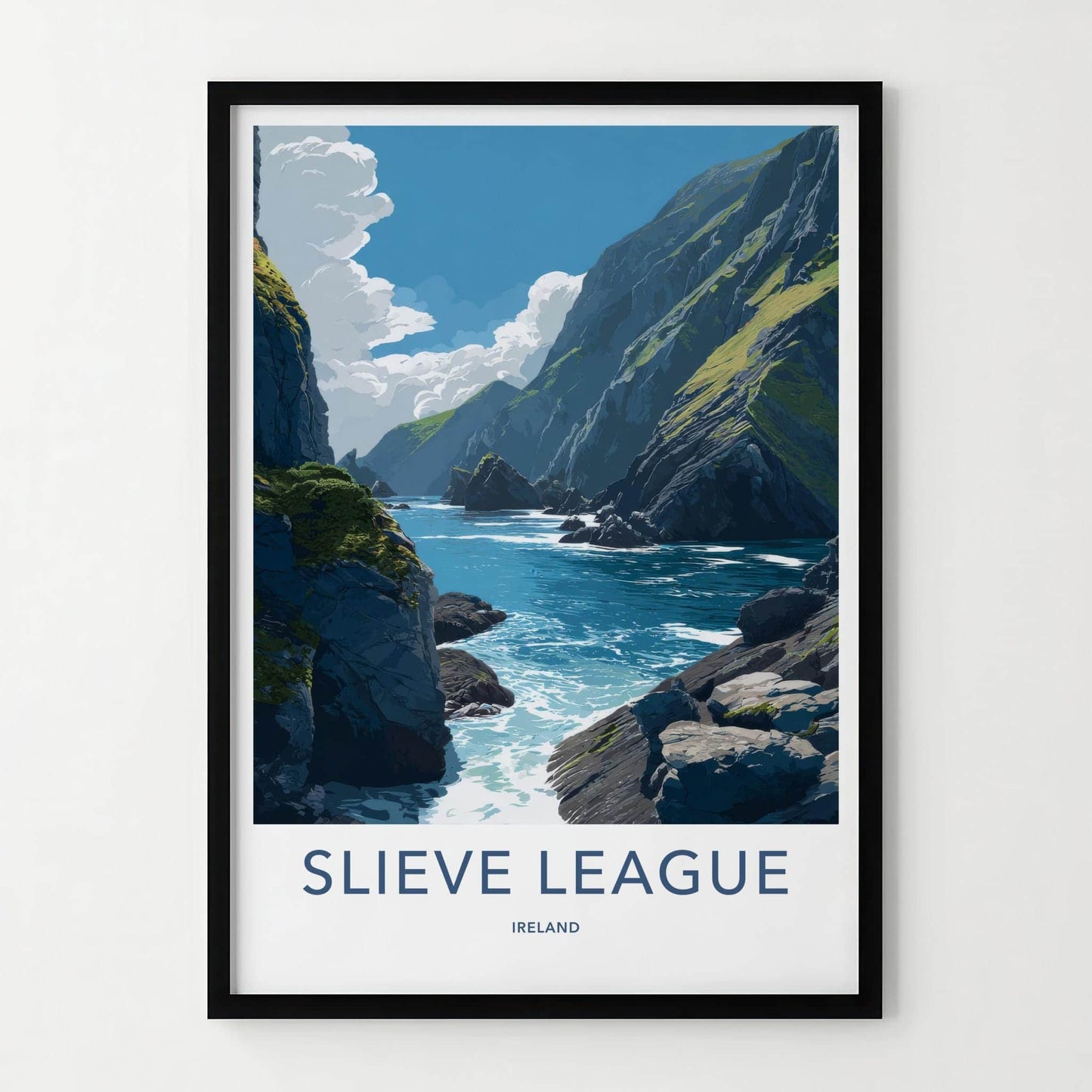 Slieve League Poster - Ireland Travel Art - Rugged Ocean Cliffs Home Decor