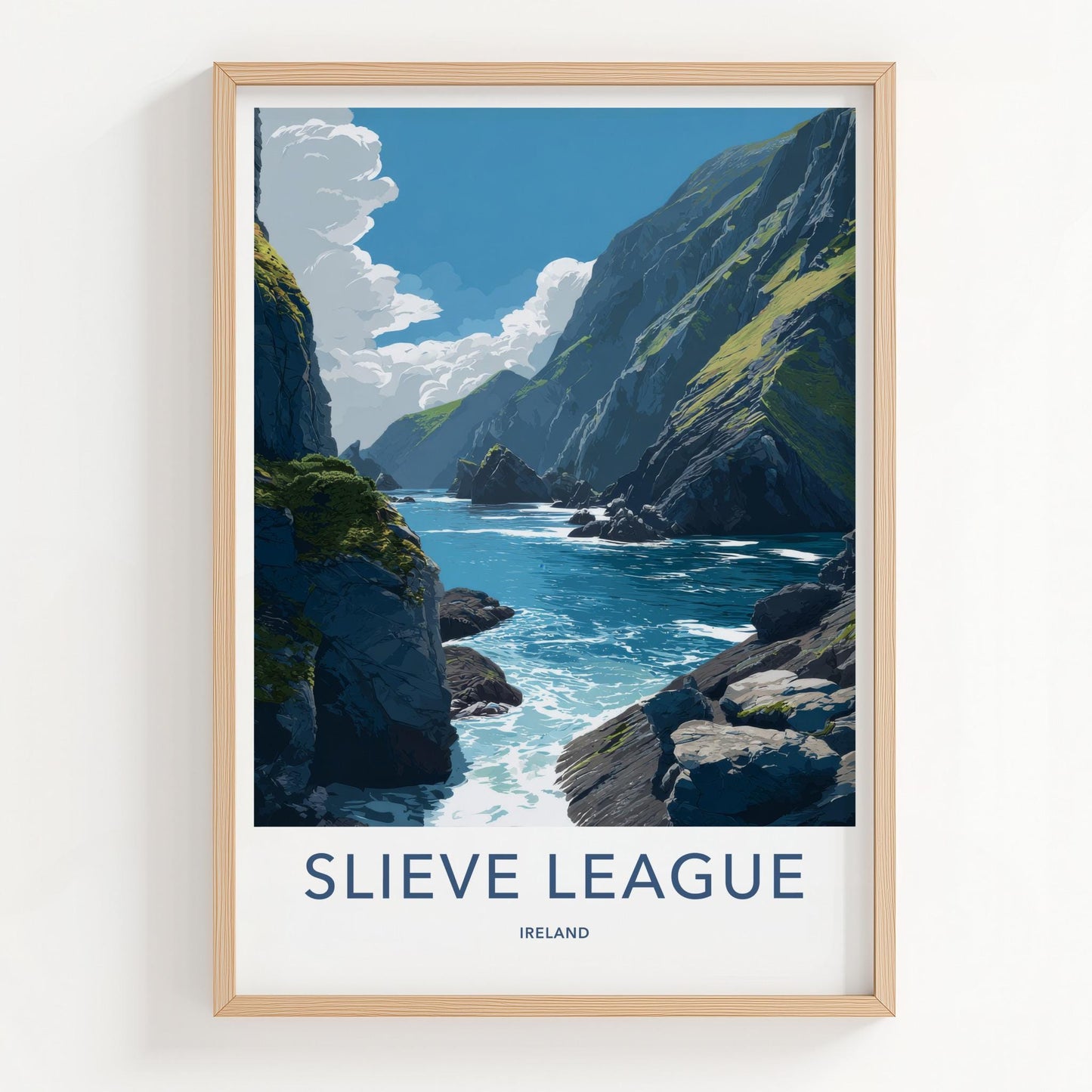 Slieve League Poster - Ireland Travel Art - Rugged Ocean Cliffs Home Decor