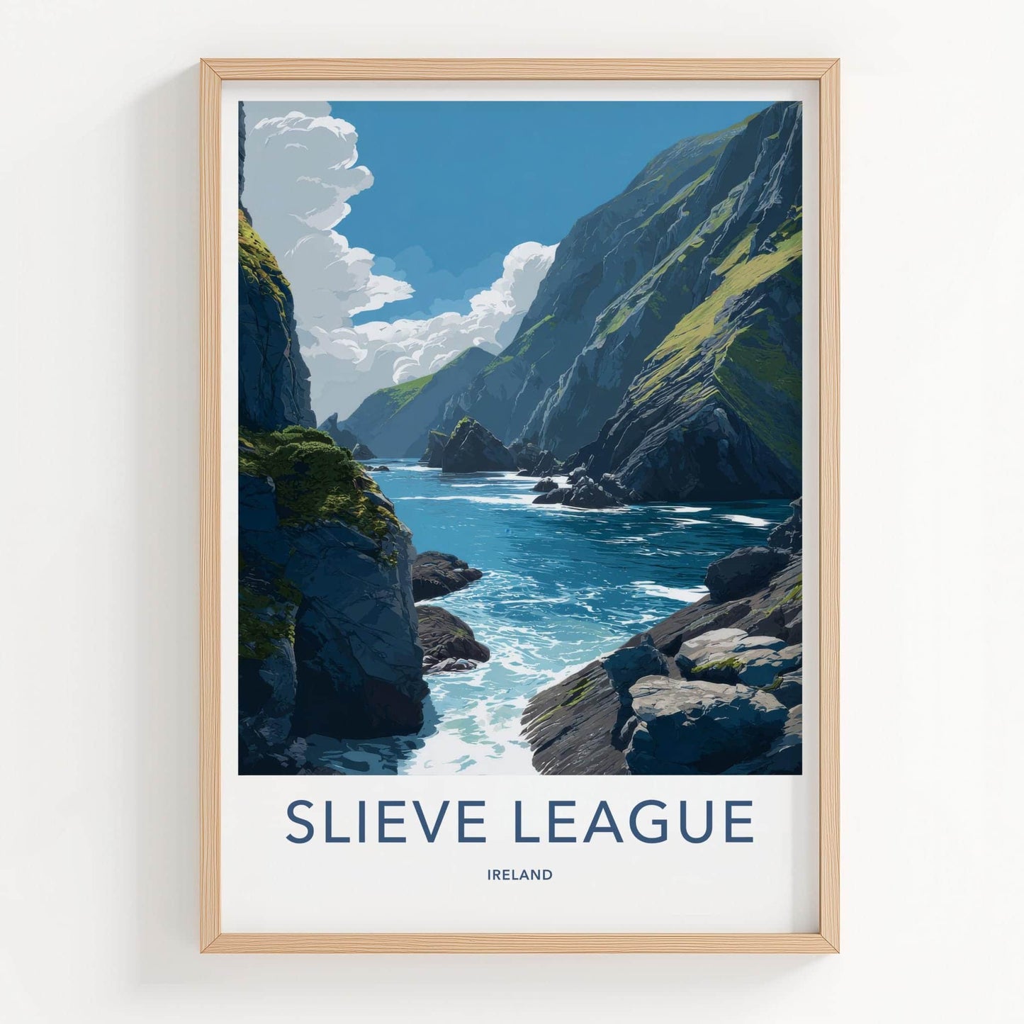 Slieve League Poster - Ireland Travel Art - Rugged Ocean Cliffs Home Decor