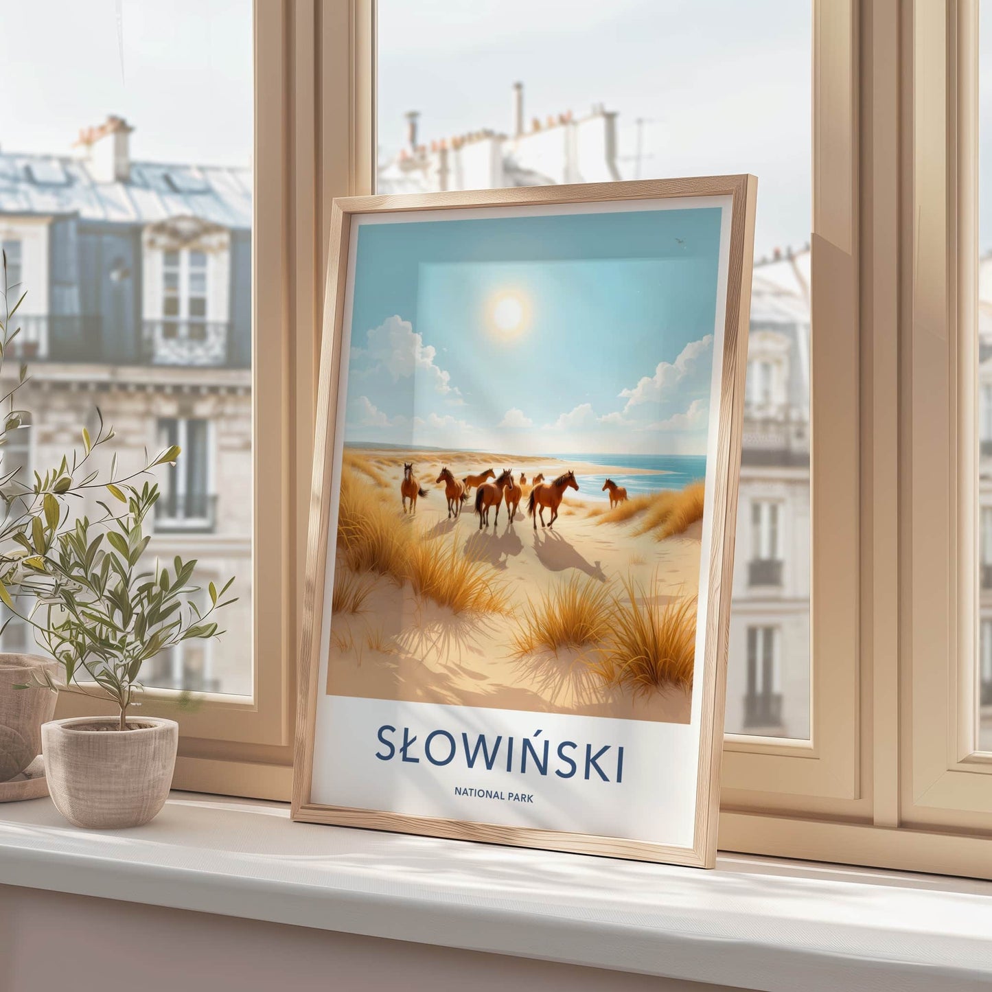 Slowinski National Park Poster - Poland Travel Art - Wild Horses Beach Home Decor