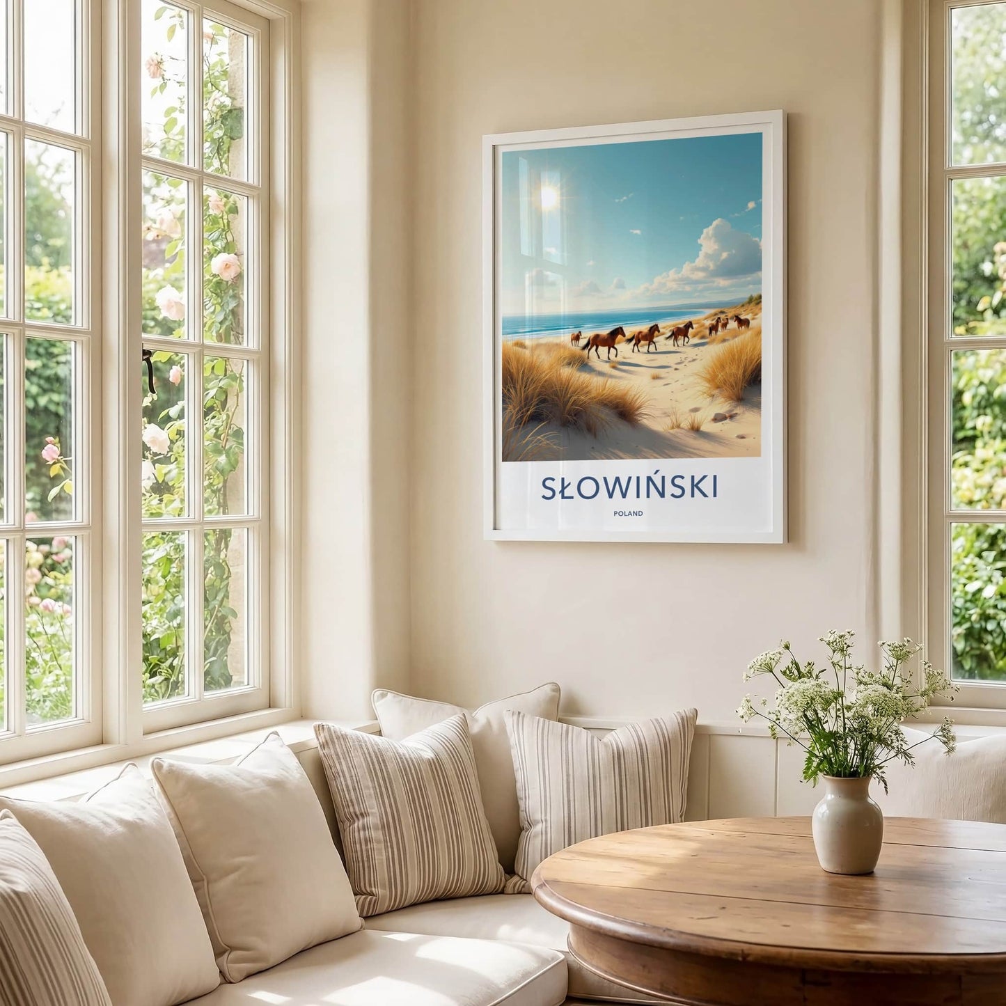 SLOWINSKI Poster - Poland Travel Art - Wild Horses Dunes Wall Decor