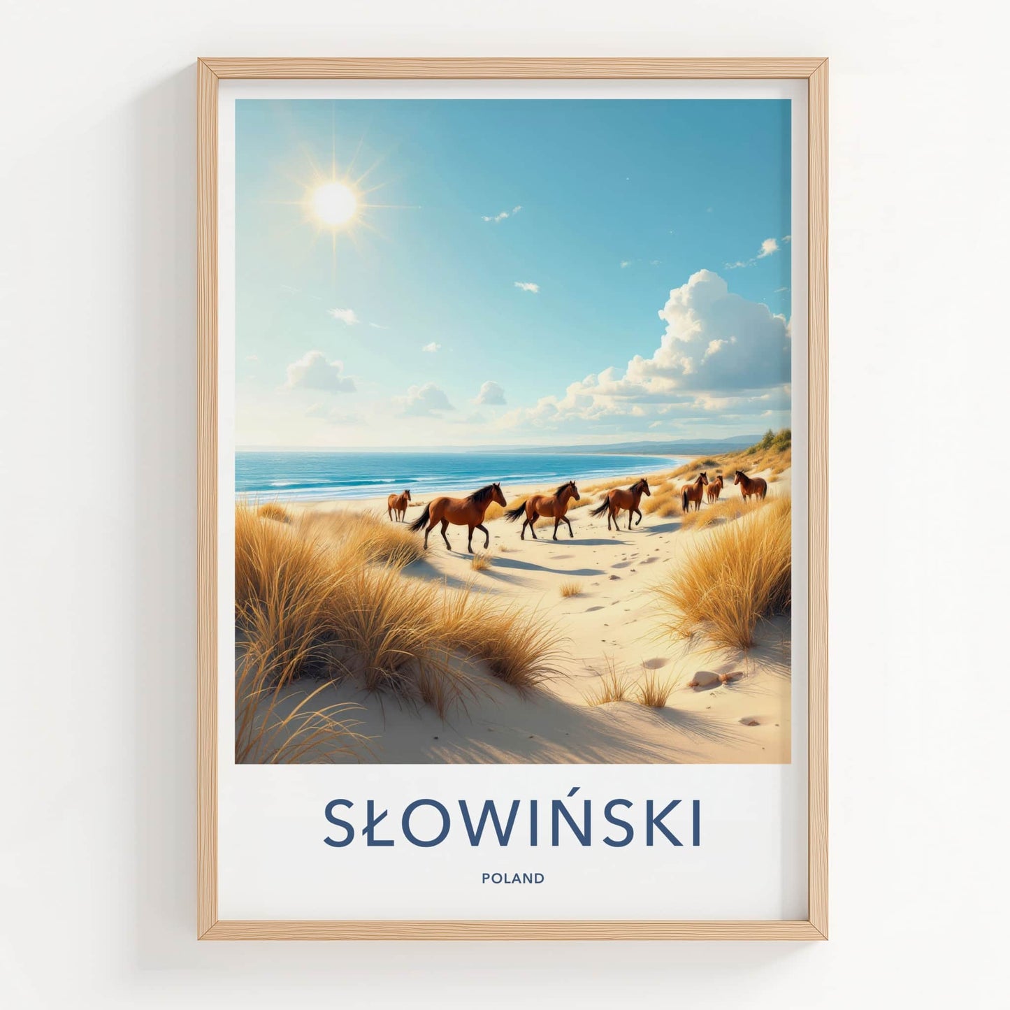 SLOWINSKI Poster - Poland Travel Art - Wild Horses Dunes Wall Decor