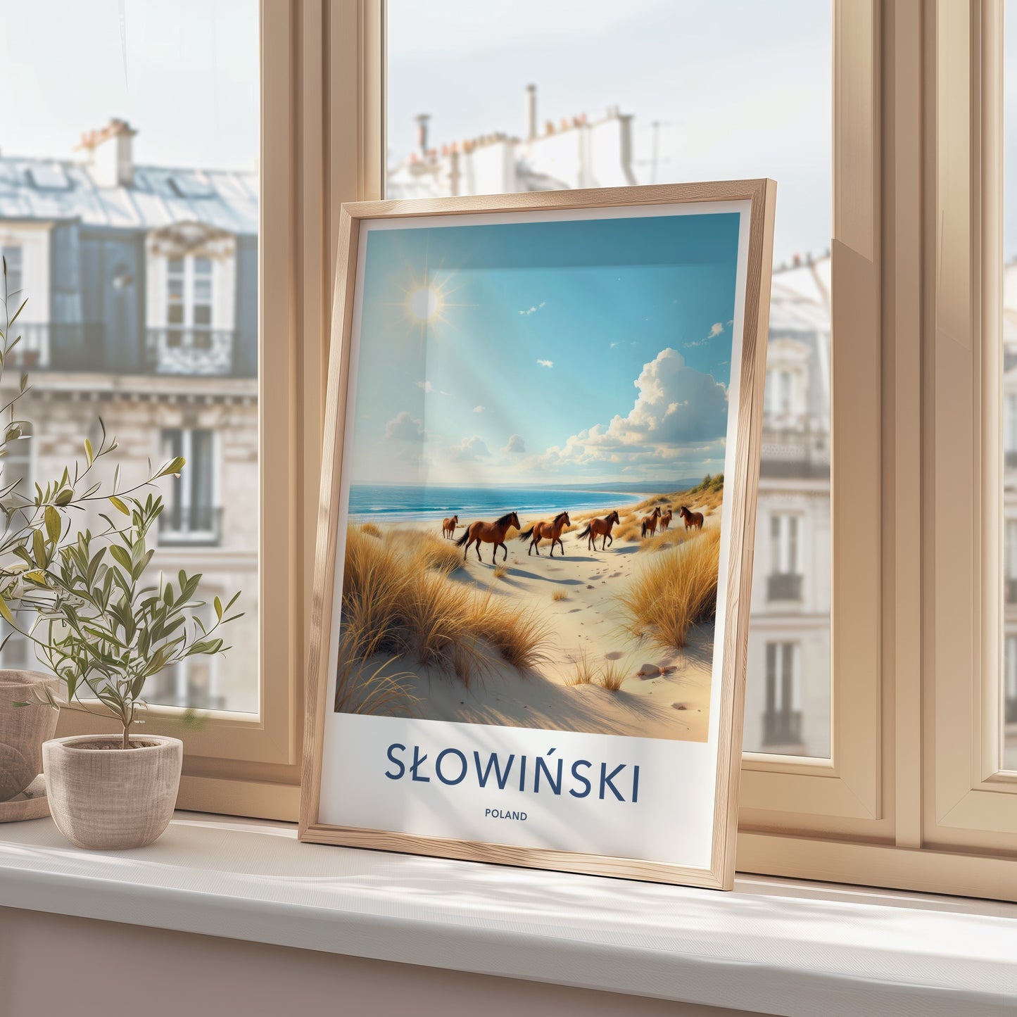 SLOWINSKI Poster - Poland Travel Art - Wild Horses Dunes Wall Decor