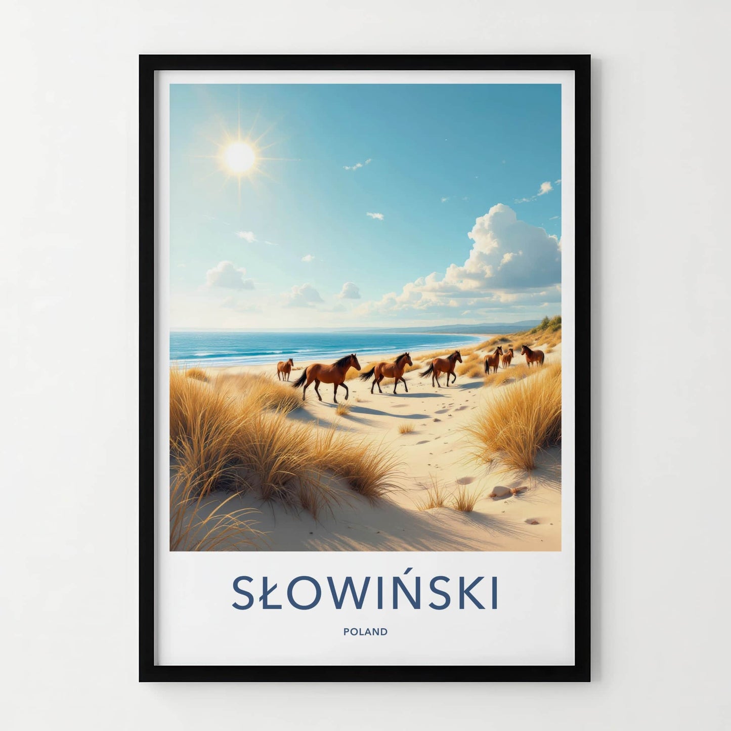 SLOWINSKI Poster - Poland Travel Art - Wild Horses Dunes Wall Decor