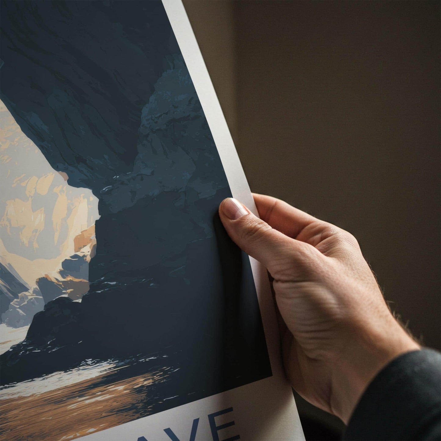 Smoo Cave Poster - Scotland Travel Art - Sunlit Cave Water Home Decor