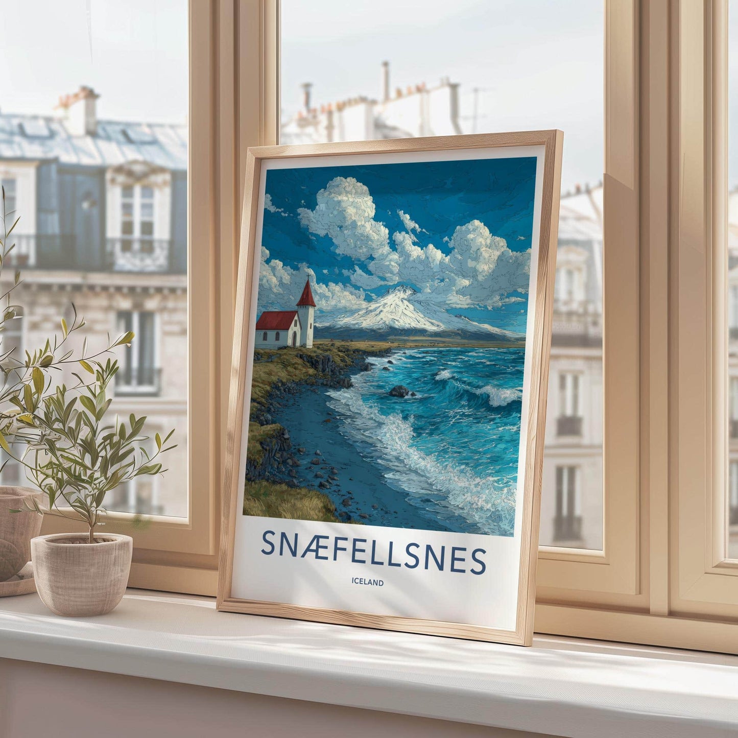 Snaefellsnes Poster - Iceland Art Print - Church Mountain Waves Home Decor