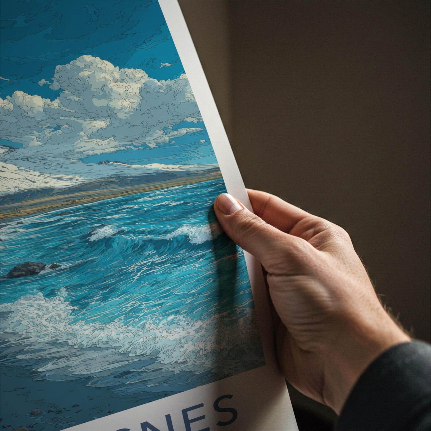Snaefellsnes Poster - Iceland Art Print - Church Mountain Waves Home Decor
