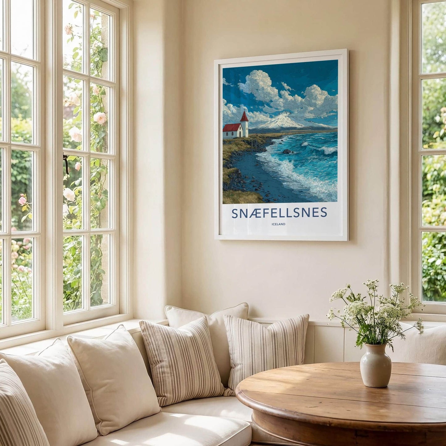 Snaefellsnes Poster - Iceland Art Print - Church Mountain Waves Home Decor
