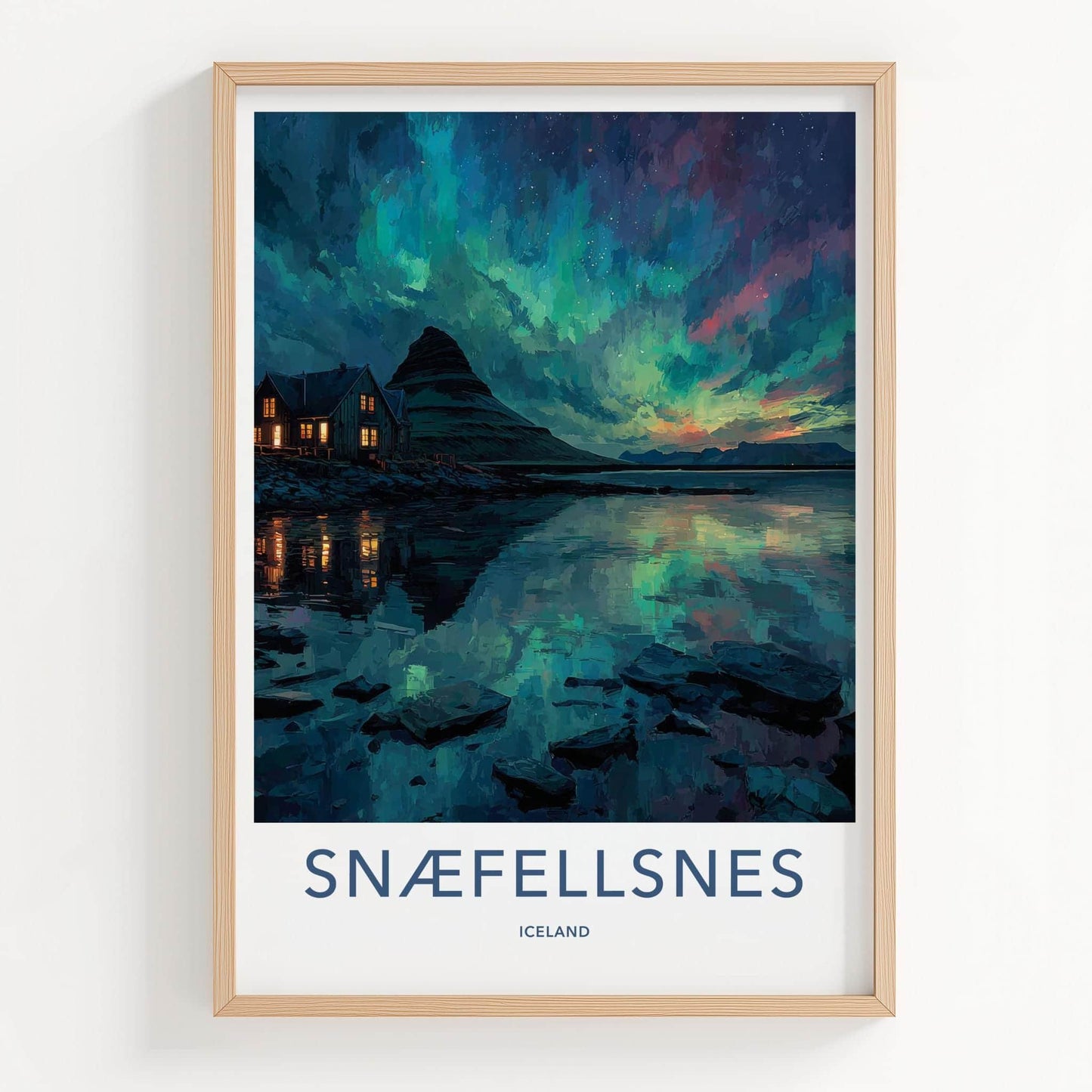 Snaefellsnes Poster - Iceland Travel Art - Aurora Mountain House Home Decor