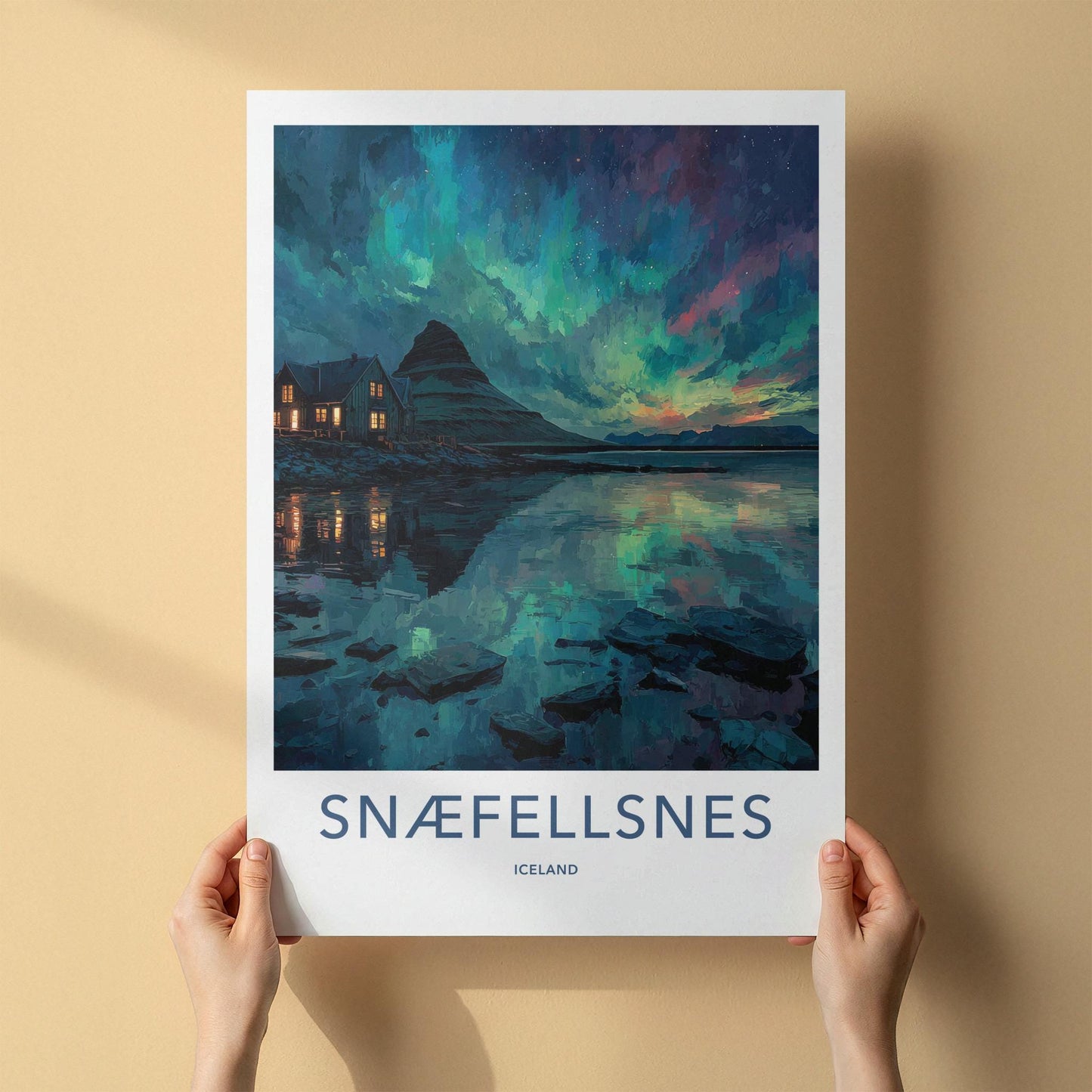 Snaefellsnes Poster - Iceland Travel Art - Aurora Mountain House Home Decor