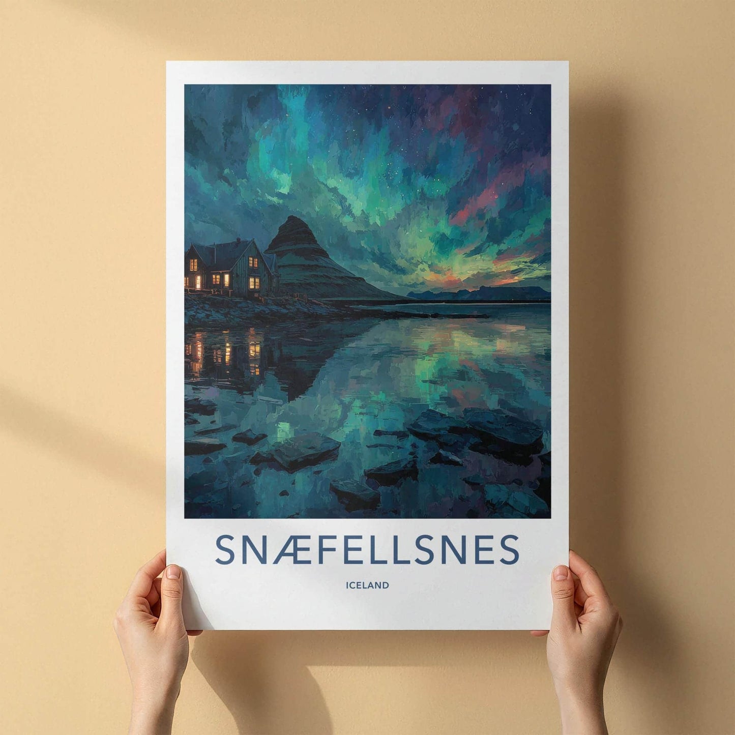 Snaefellsnes Poster - Iceland Travel Art - Aurora Mountain House Home Decor