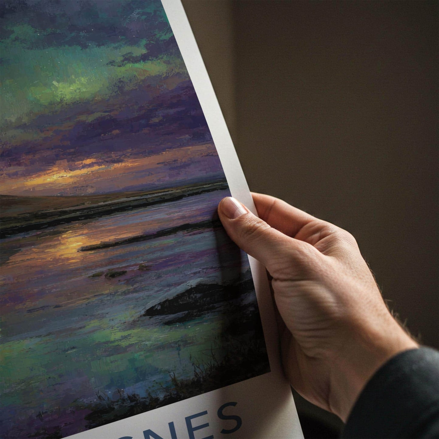 Snaefellsnes Poster - Iceland Travel Art - Aurora Reflected Water Home Decor