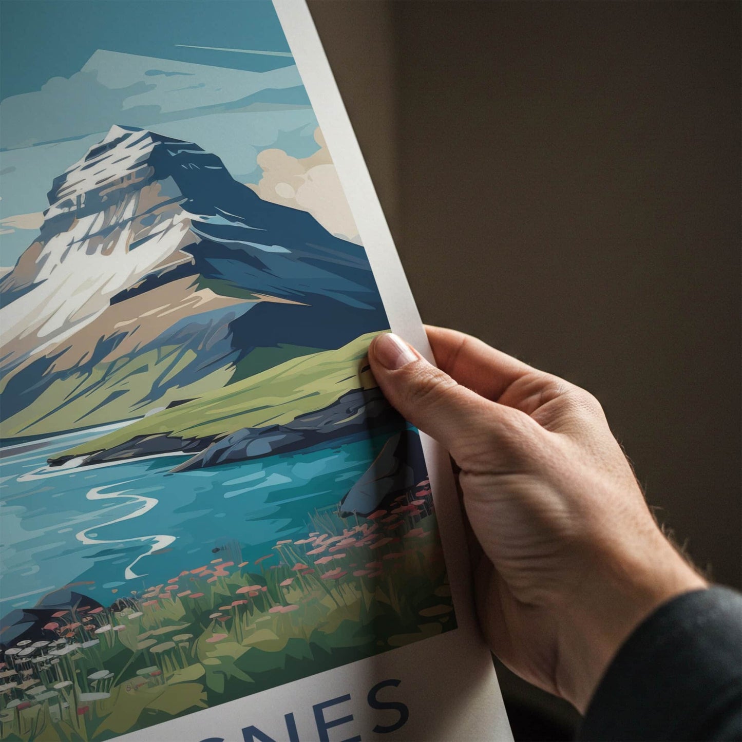 Snaefellsnes Poster - Iceland Travel Art - Snowy Mountain Lake Home Decor