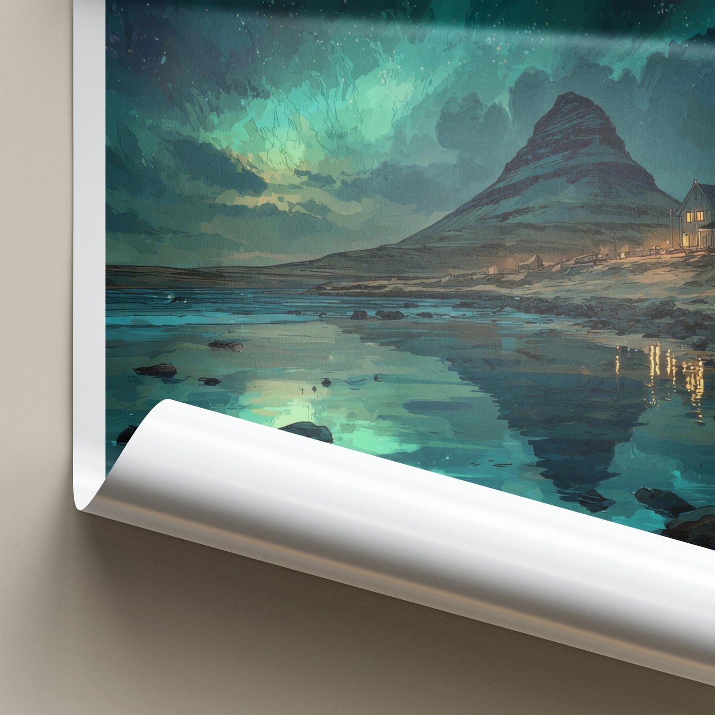 Snaefellsnes Poster - Iceland Wall Art - Mountain Shore Aurora Home Decor
