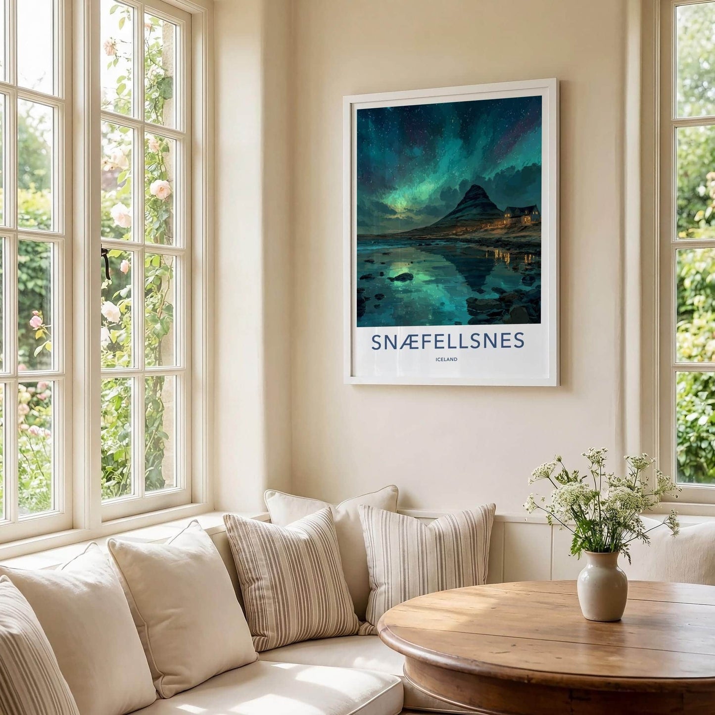 Snaefellsnes Poster - Iceland Wall Art - Mountain Shore Aurora Home Decor