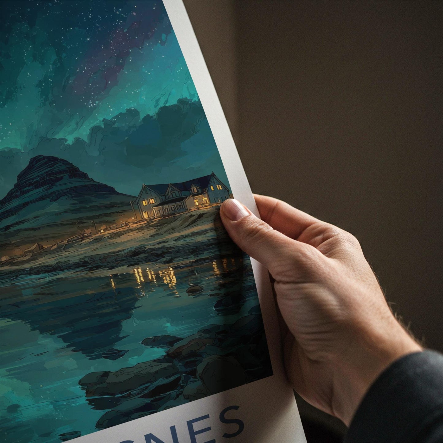 Snaefellsnes Poster - Iceland Wall Art - Mountain Shore Aurora Home Decor