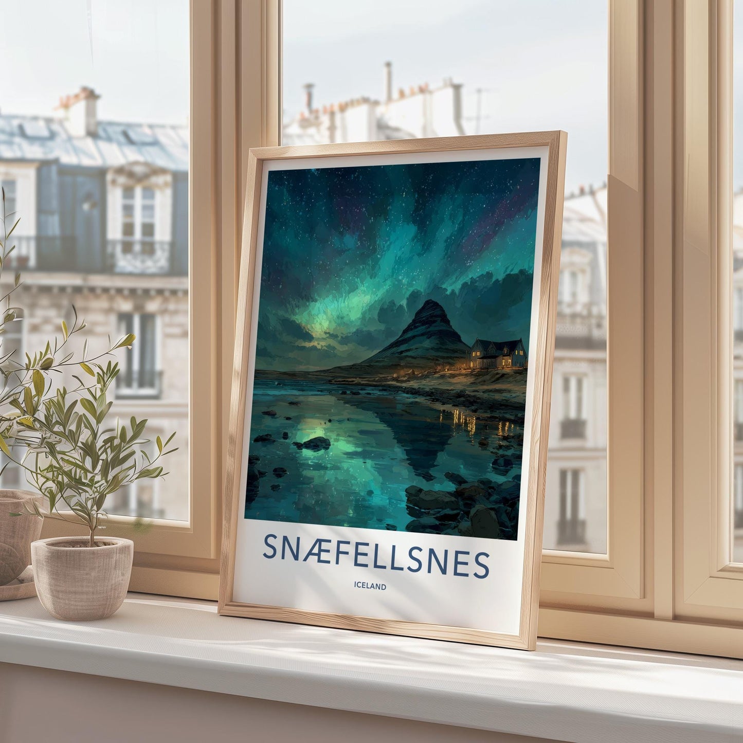 Snaefellsnes Poster - Iceland Wall Art - Mountain Shore Aurora Home Decor